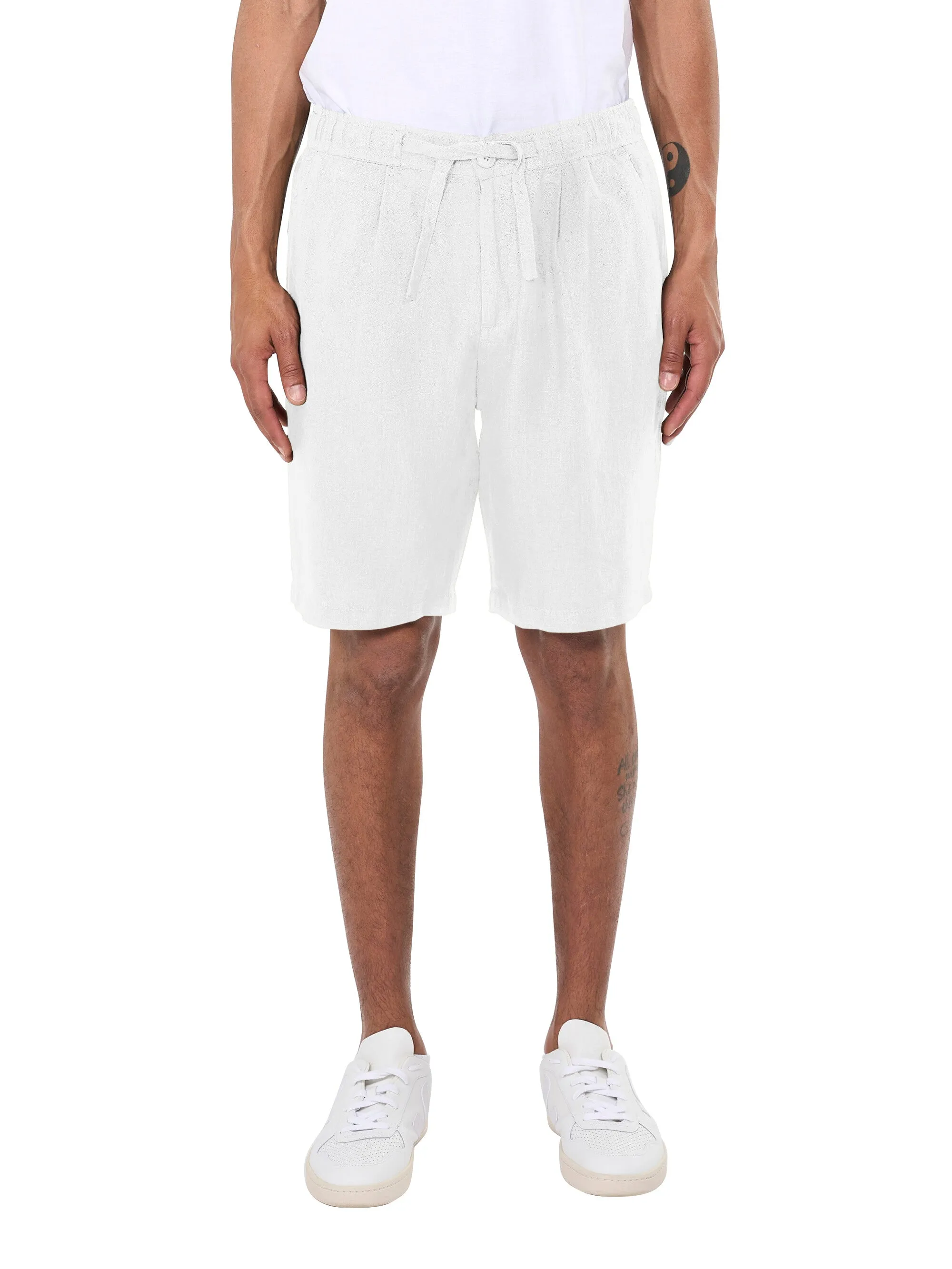 Loose Linen shorts - Bright White Knowledge Cotton