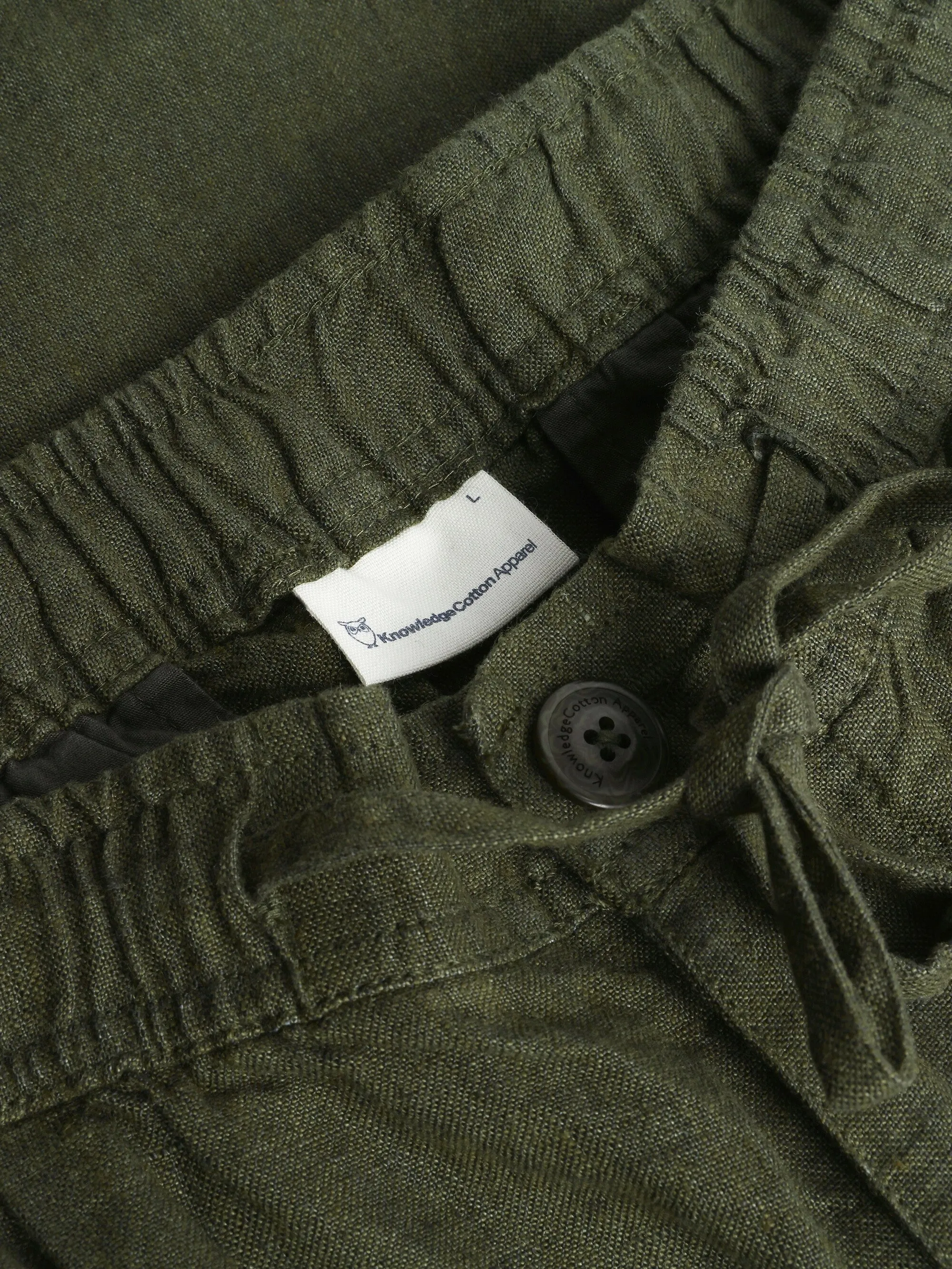 Loose Linen shorts - Burned Olive Knowledge Cotton