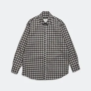 LS Pleated Box Shirt - Blue Checkered Cloth