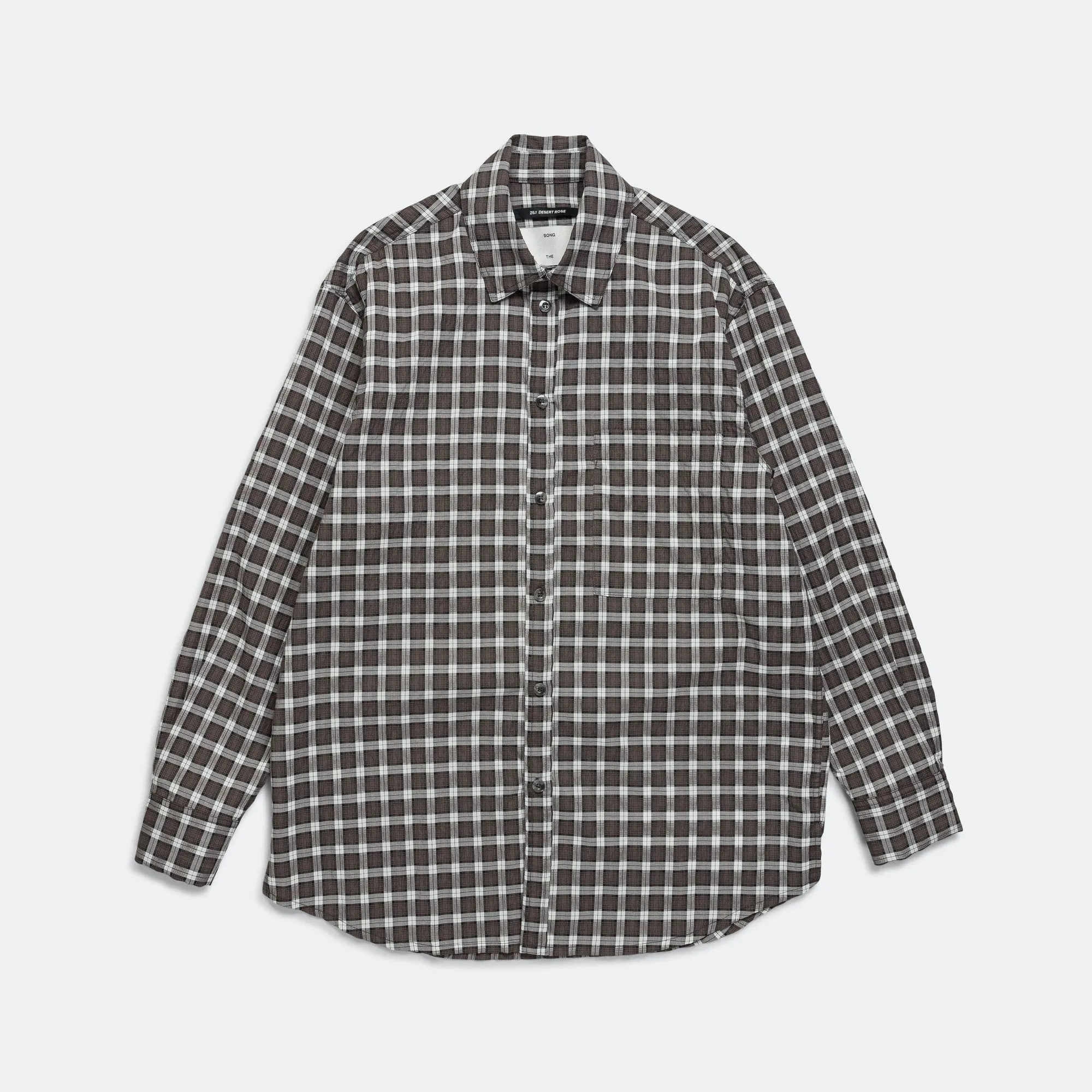 LS Pleated Box Shirt - Blue Checkered Cloth