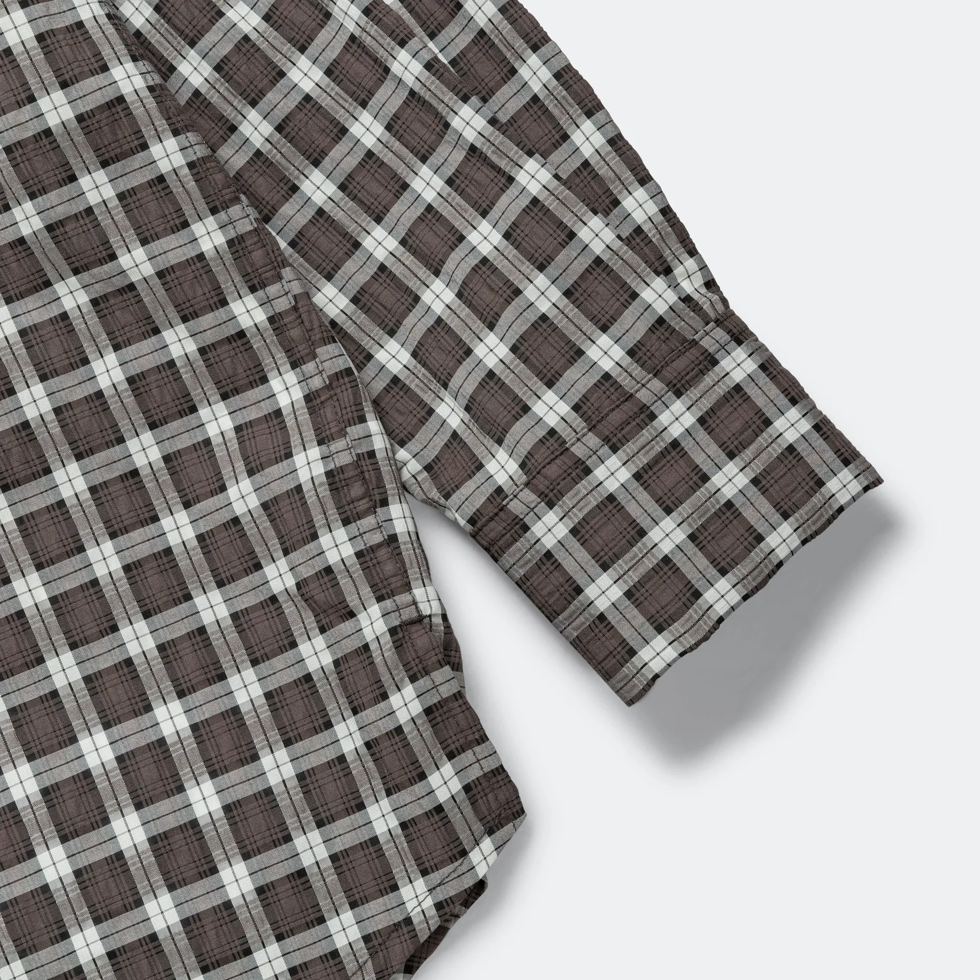 LS Pleated Box Shirt - Blue Checkered Cloth