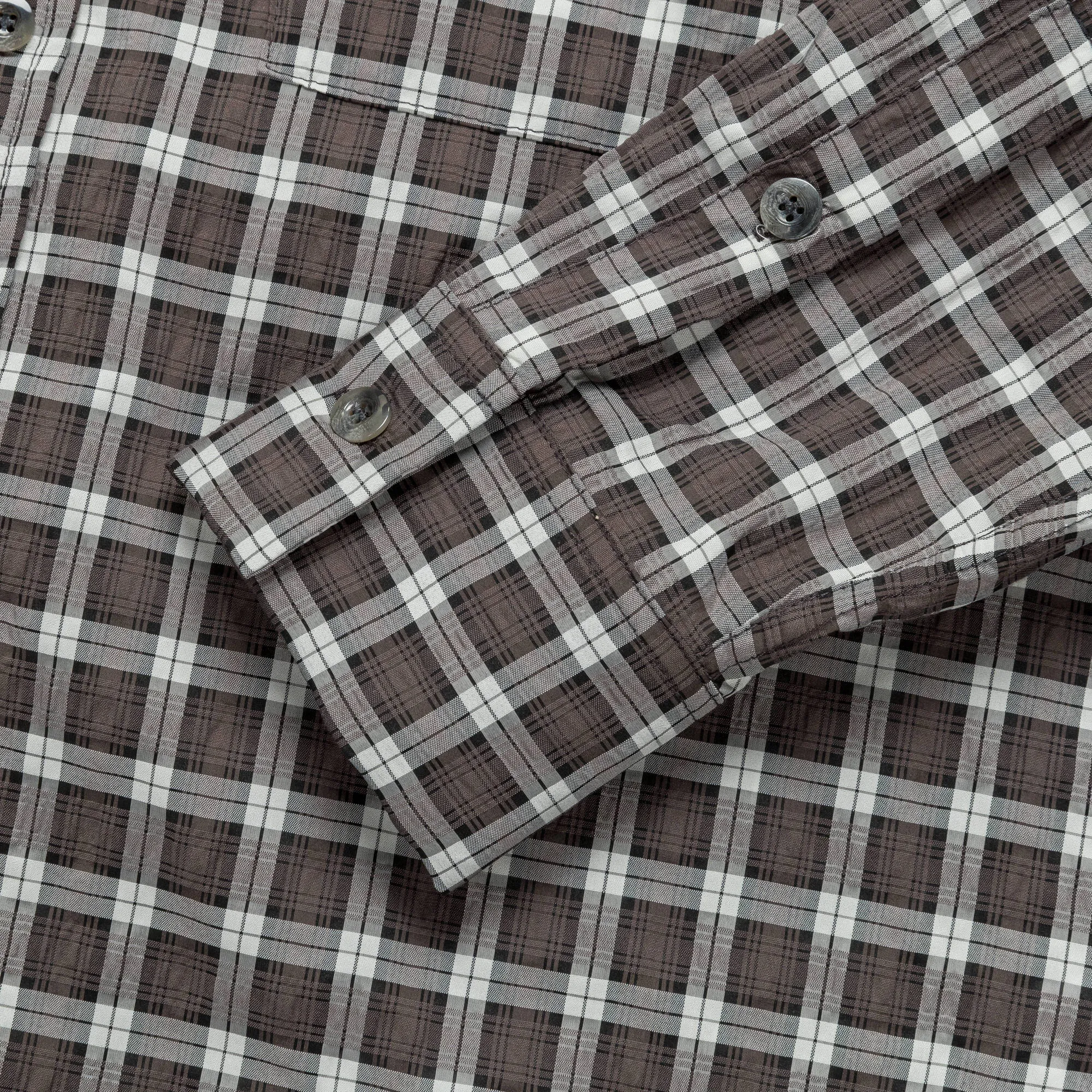 LS Pleated Box Shirt - Blue Checkered Cloth