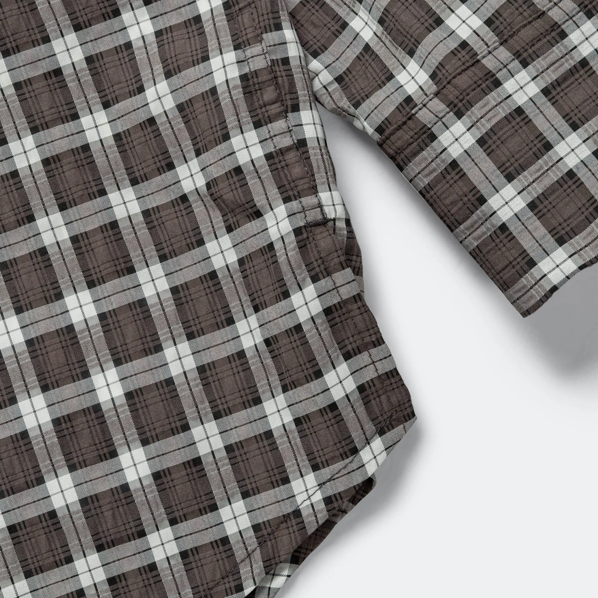 LS Pleated Box Shirt - Blue Checkered Cloth