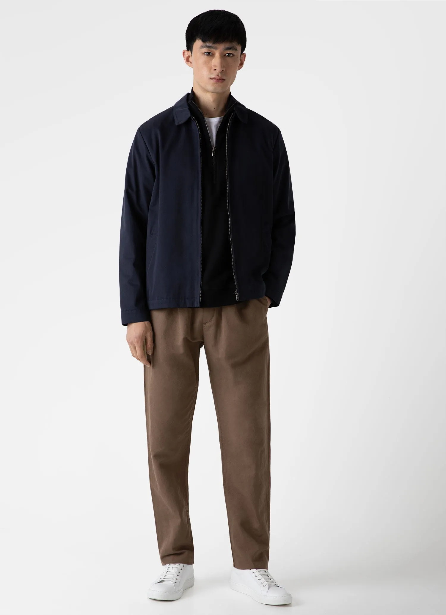 Men's Half Zip Loopback Sweatshirt in Black Sunspel