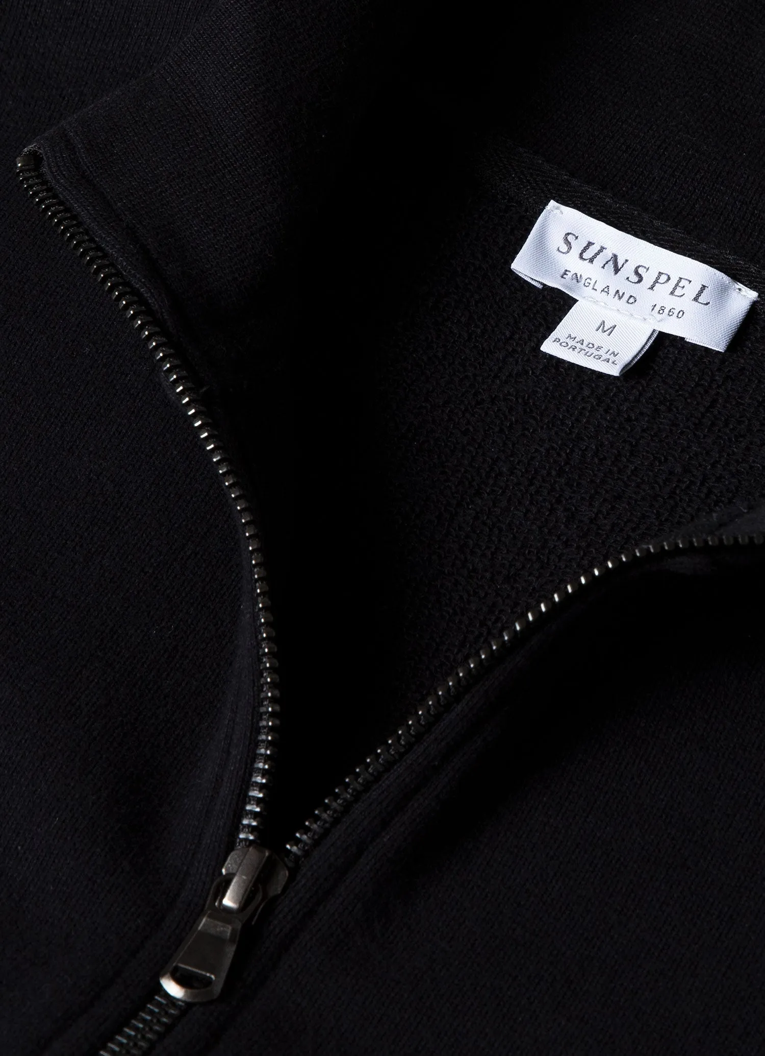 Men's Half Zip Loopback Sweatshirt in Black Sunspel