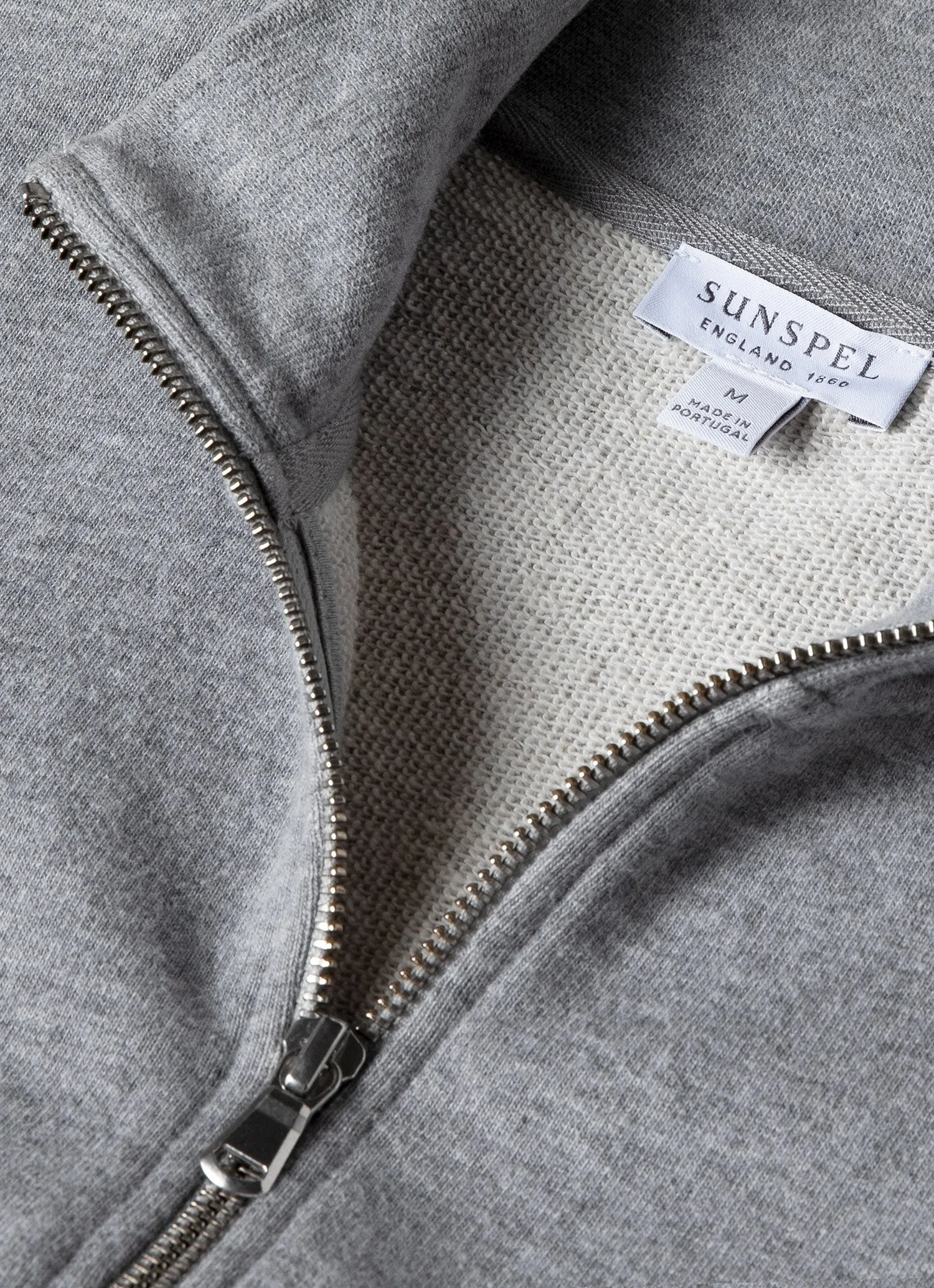 Men's Half Zip Loopback Sweatshirt in Grey Melange Sunspel