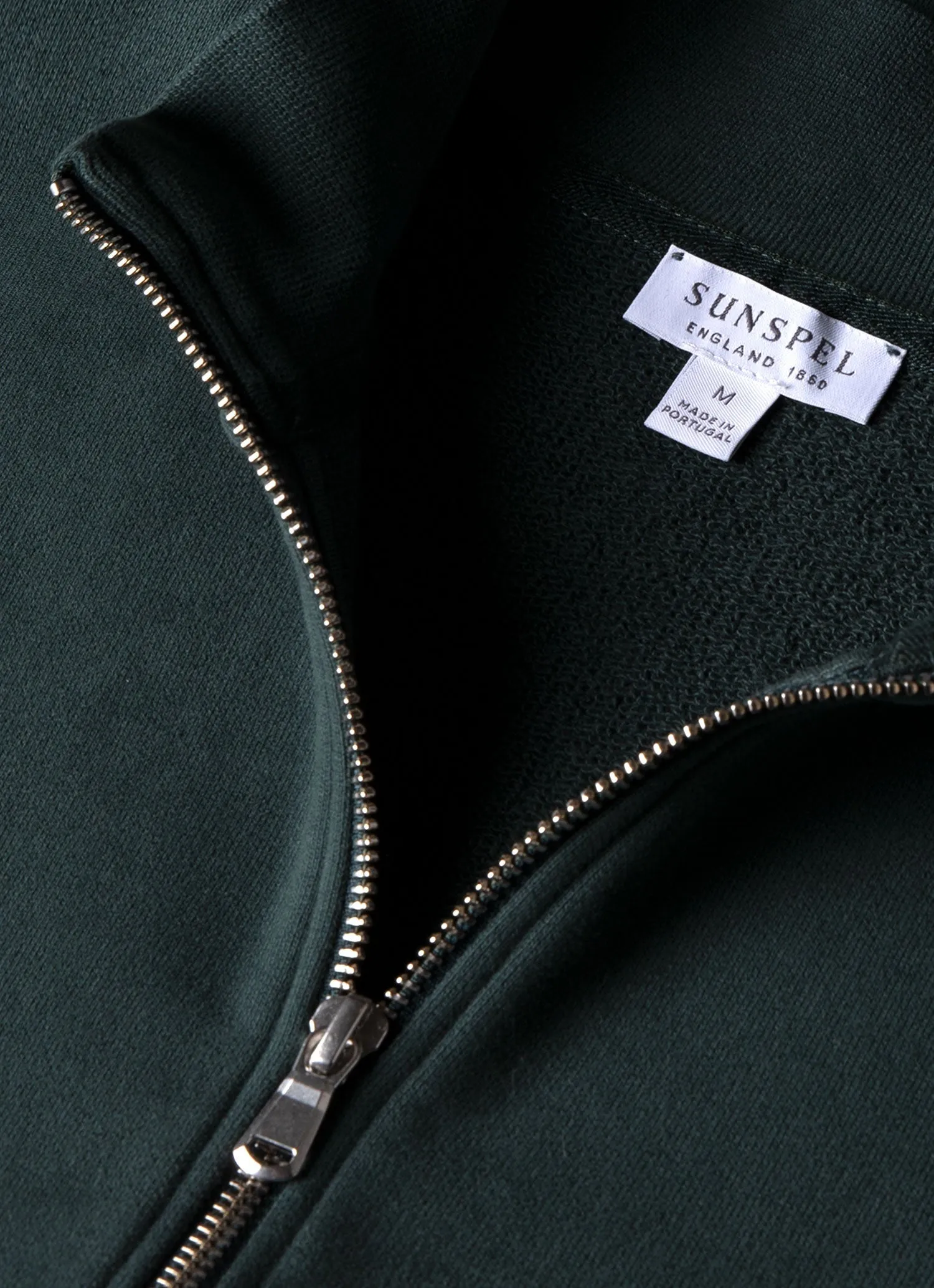 Men's Half Zip Loopback Sweatshirt in Holly Green Sunspel