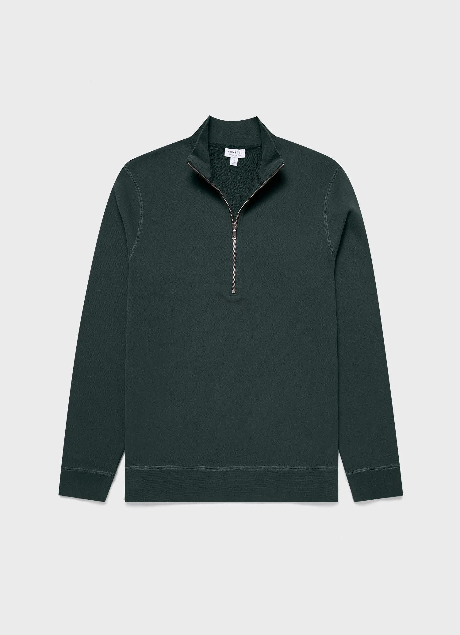Men's Half Zip Loopback Sweatshirt in Holly Green Sunspel