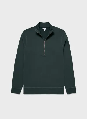 Men's Half Zip Loopback Sweatshirt in Holly Green Sunspel
