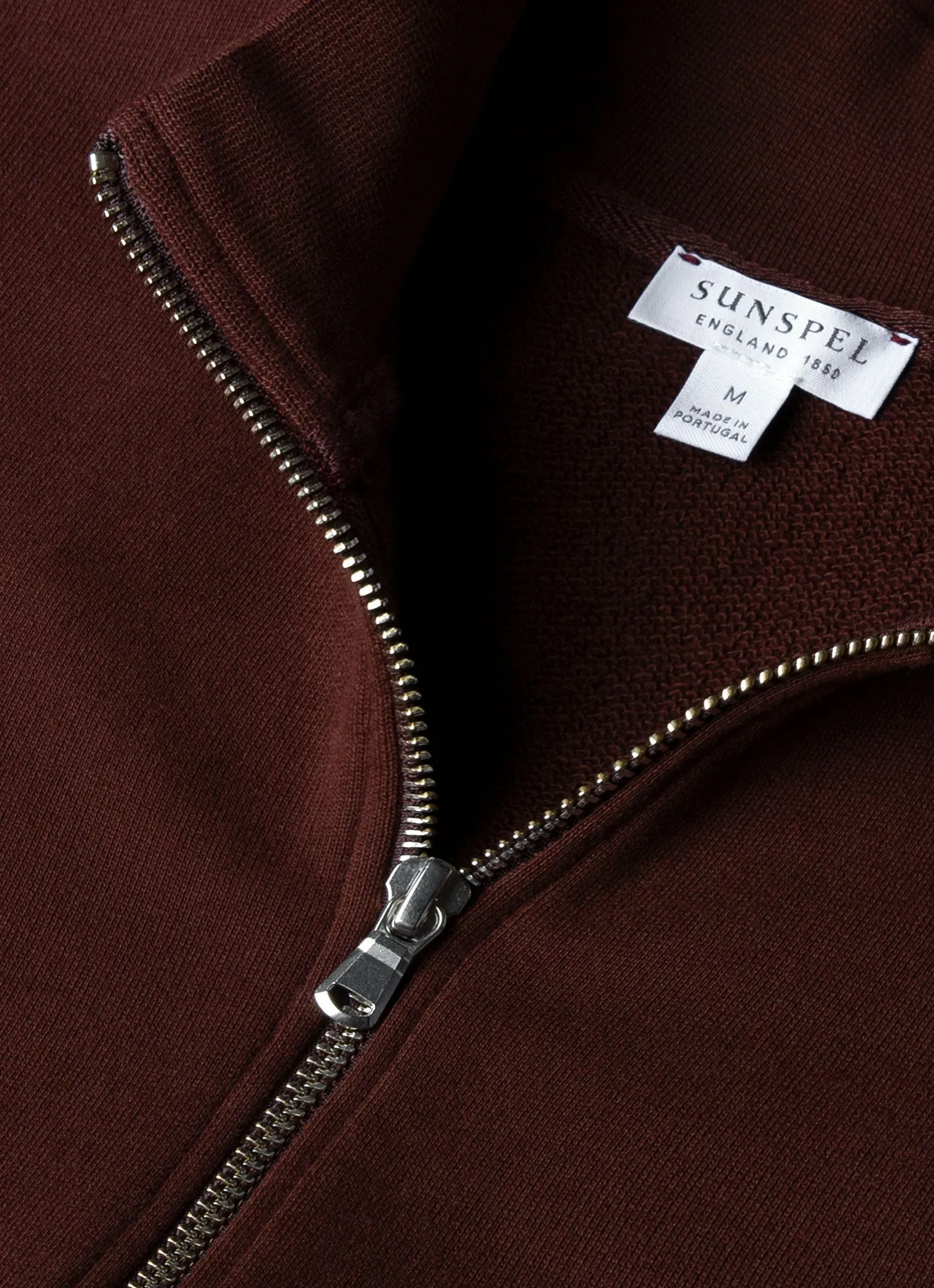 Men's Half Zip Loopback Sweatshirt in Raisin Sunspel