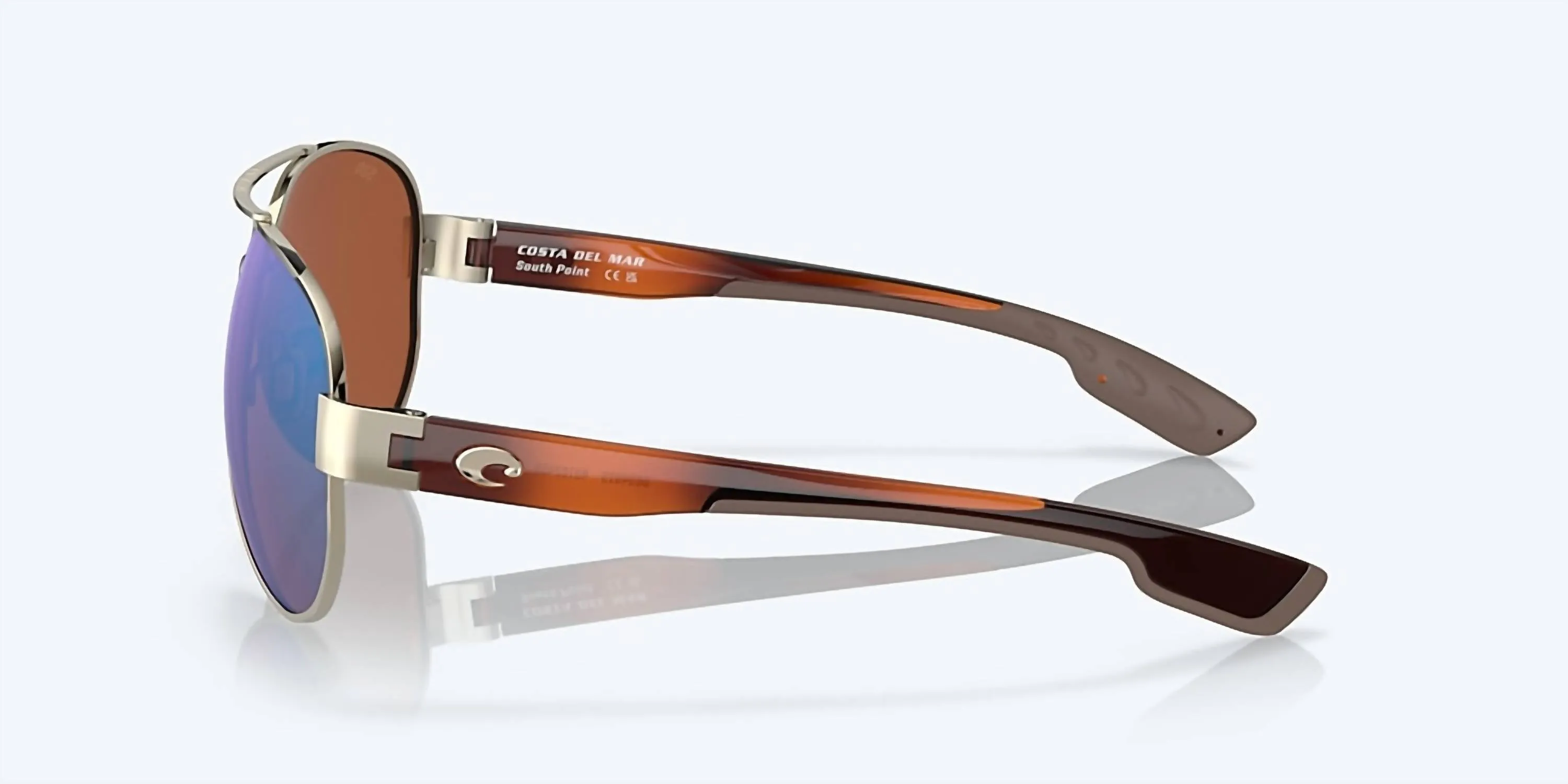 Men's South Point Sunglasses In Rose Gold/green Mirror Polarized Glass