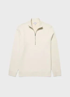 Men's Undyed Half Zip Loopback Sweatshirt in Undyed Sunspel