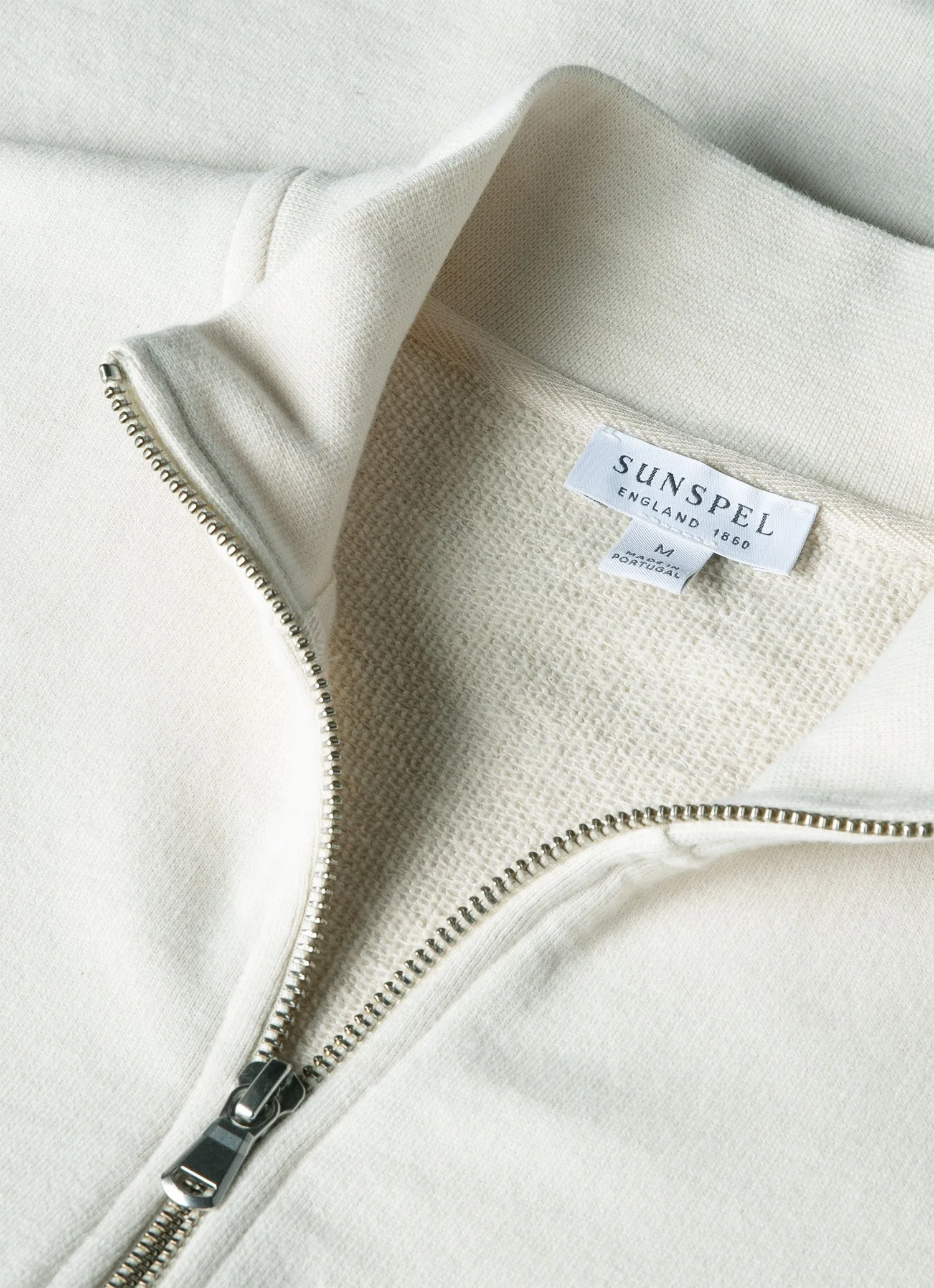 Men's Undyed Half Zip Loopback Sweatshirt in Undyed Sunspel