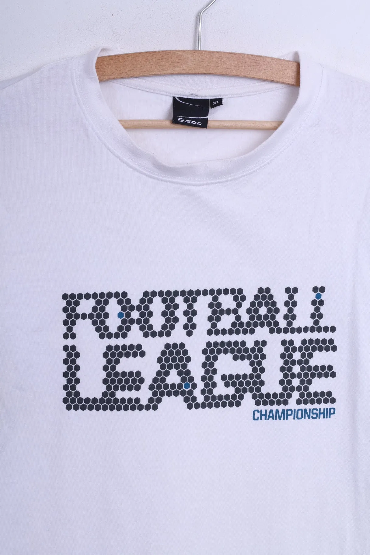 Mens XL T-Shirt White Cotton Crew Neck Football League Championship