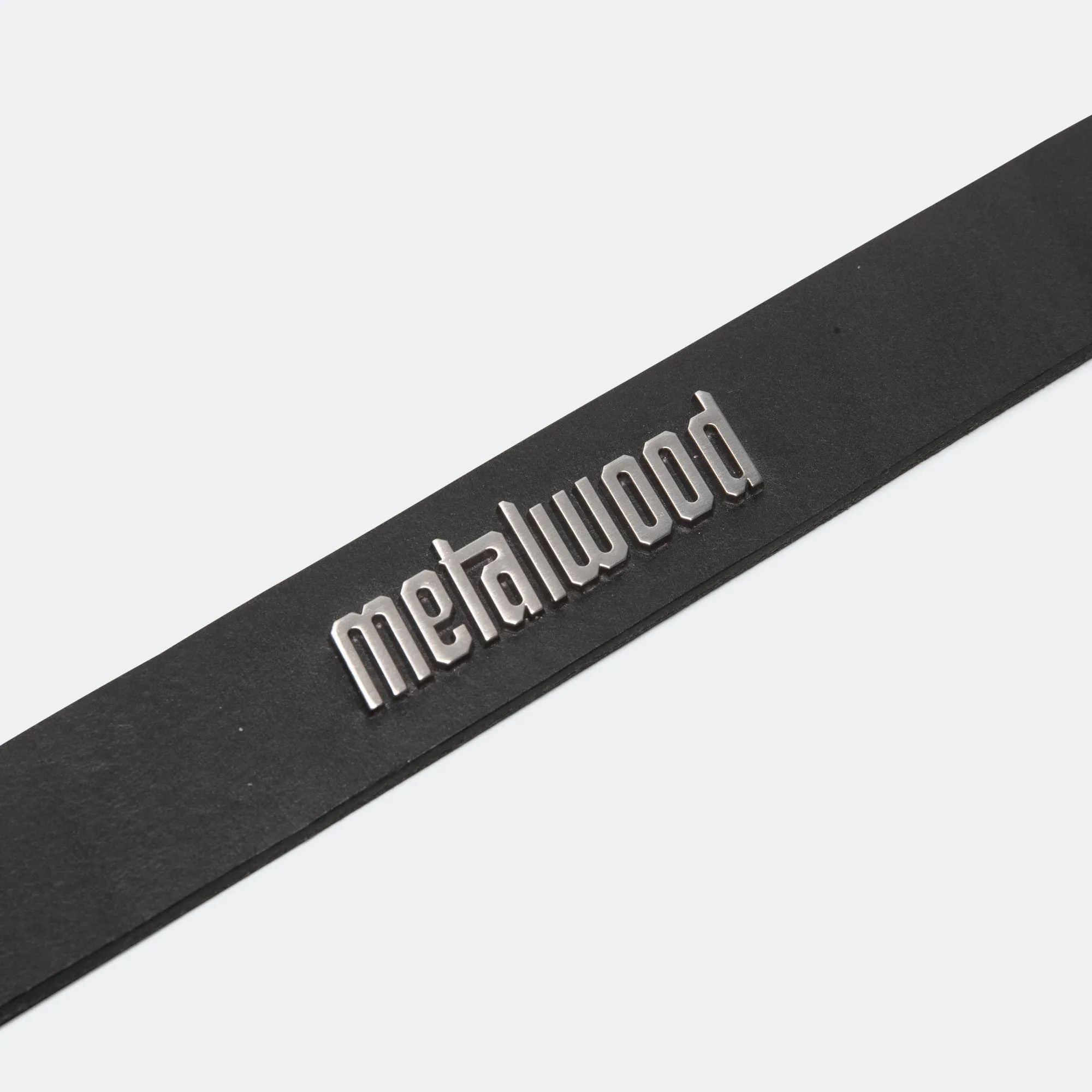 Metal Logo Leather Studded Belt - Black