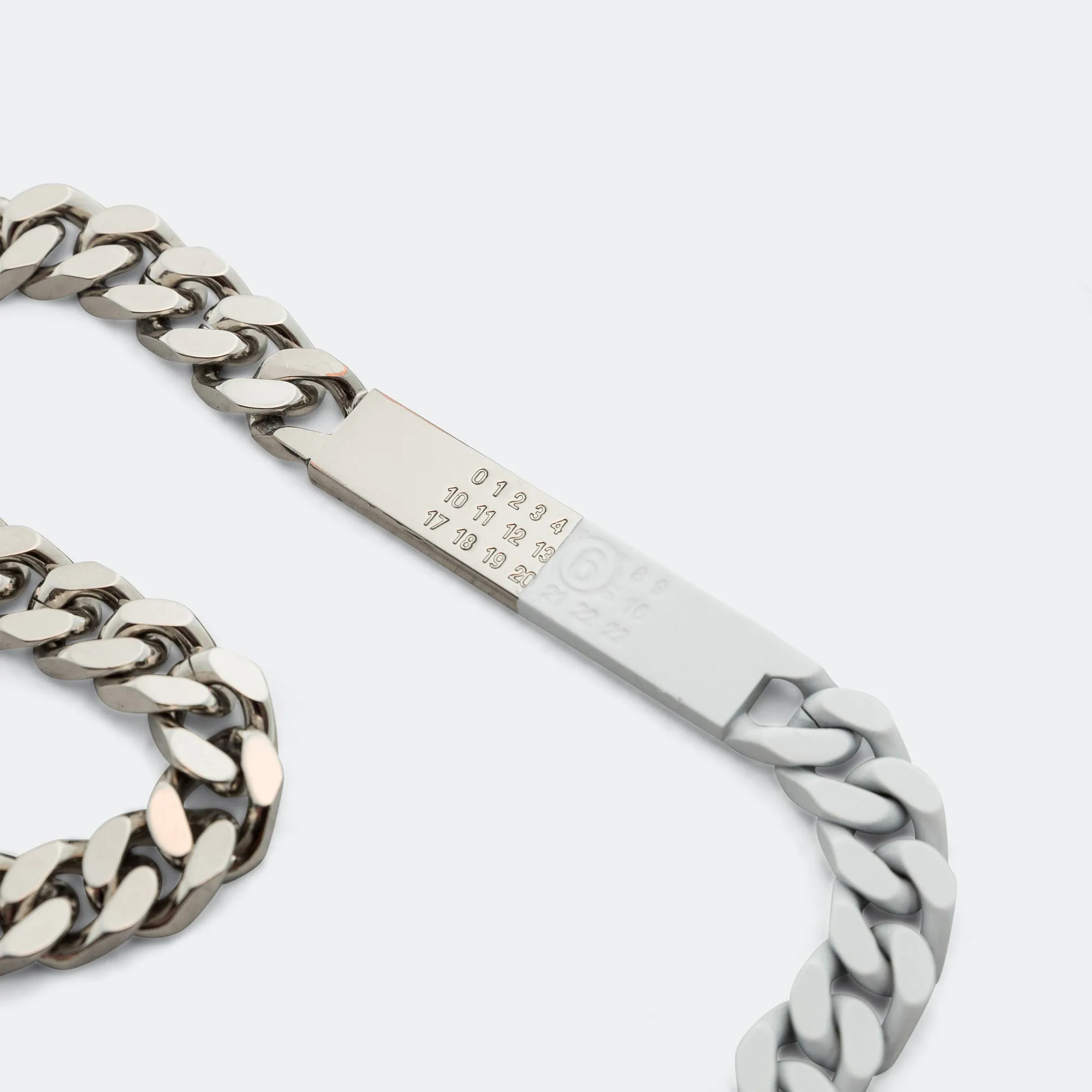Minimal Logo ID Tag Curb Necklace - Silver Toned Brass
