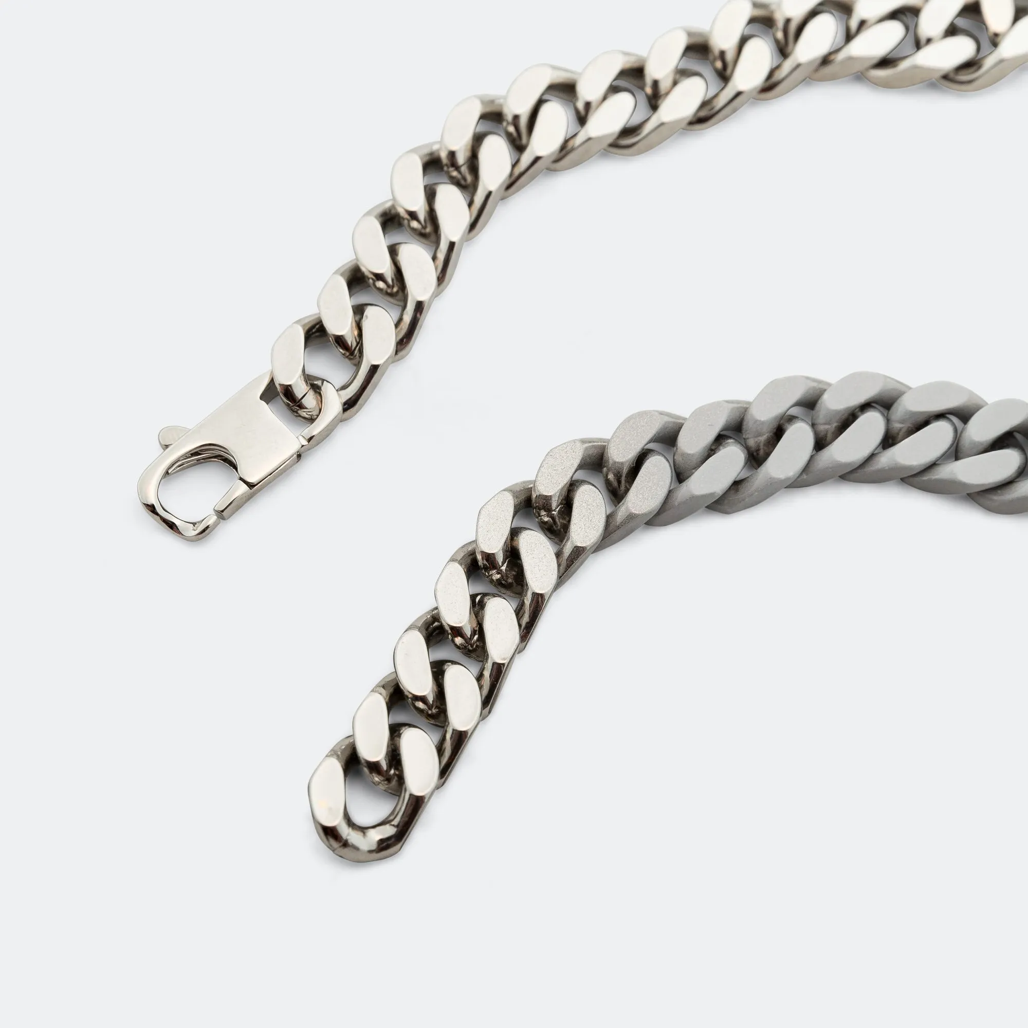 Minimal Logo ID Tag Curb Necklace - Silver Toned Brass
