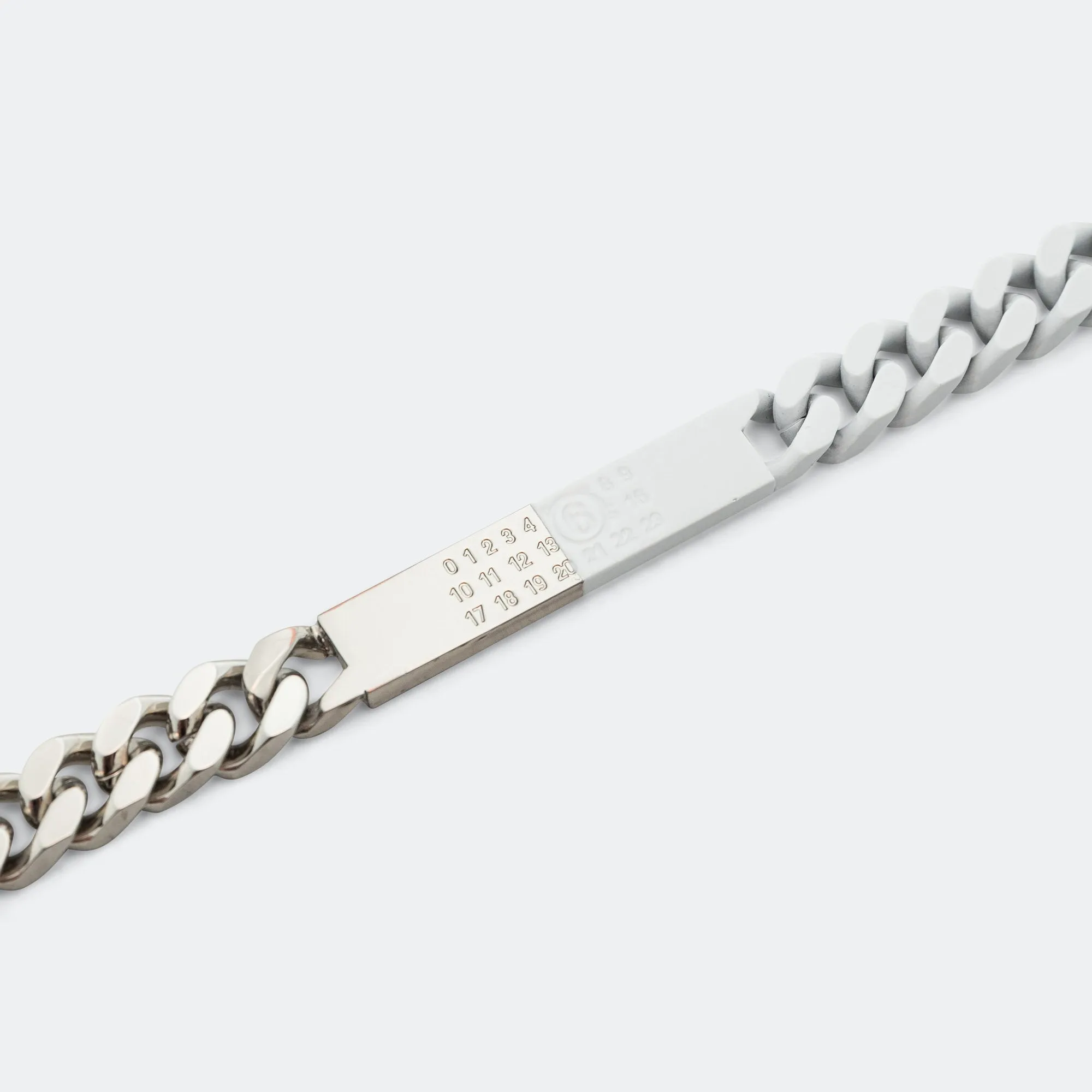 Minimal Logo ID Tag Curb Necklace - Silver Toned Brass
