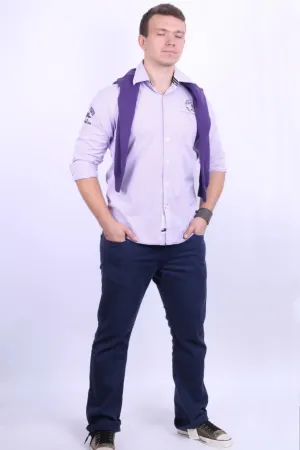 New Zealand Auckland Mens L Casual Shirt Check Purple Cotton