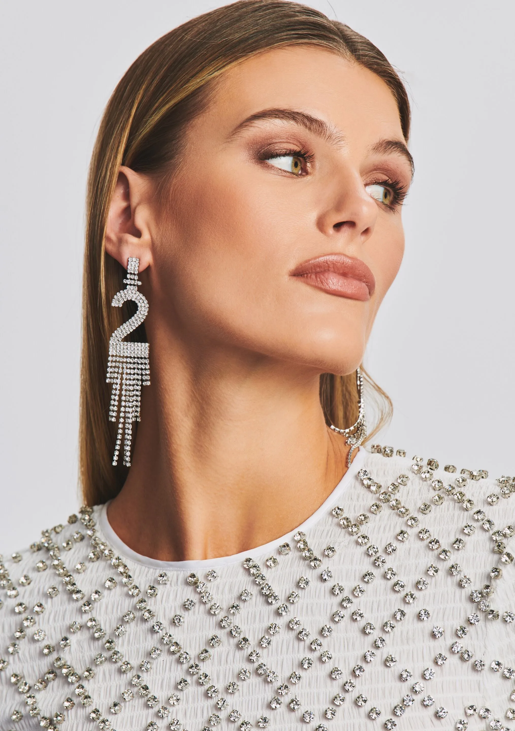 Number Rhinestone Earring