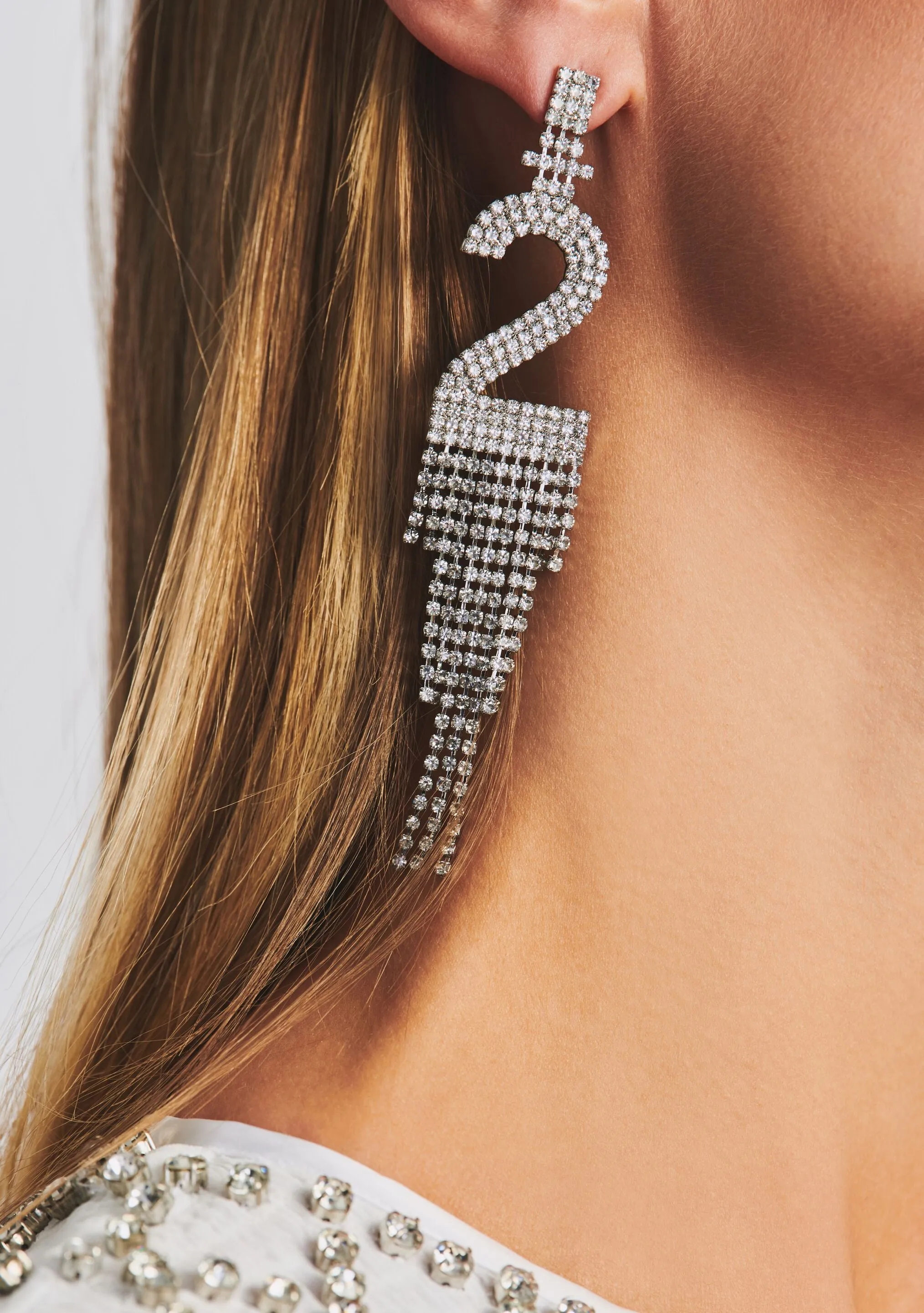 Number Rhinestone Earring