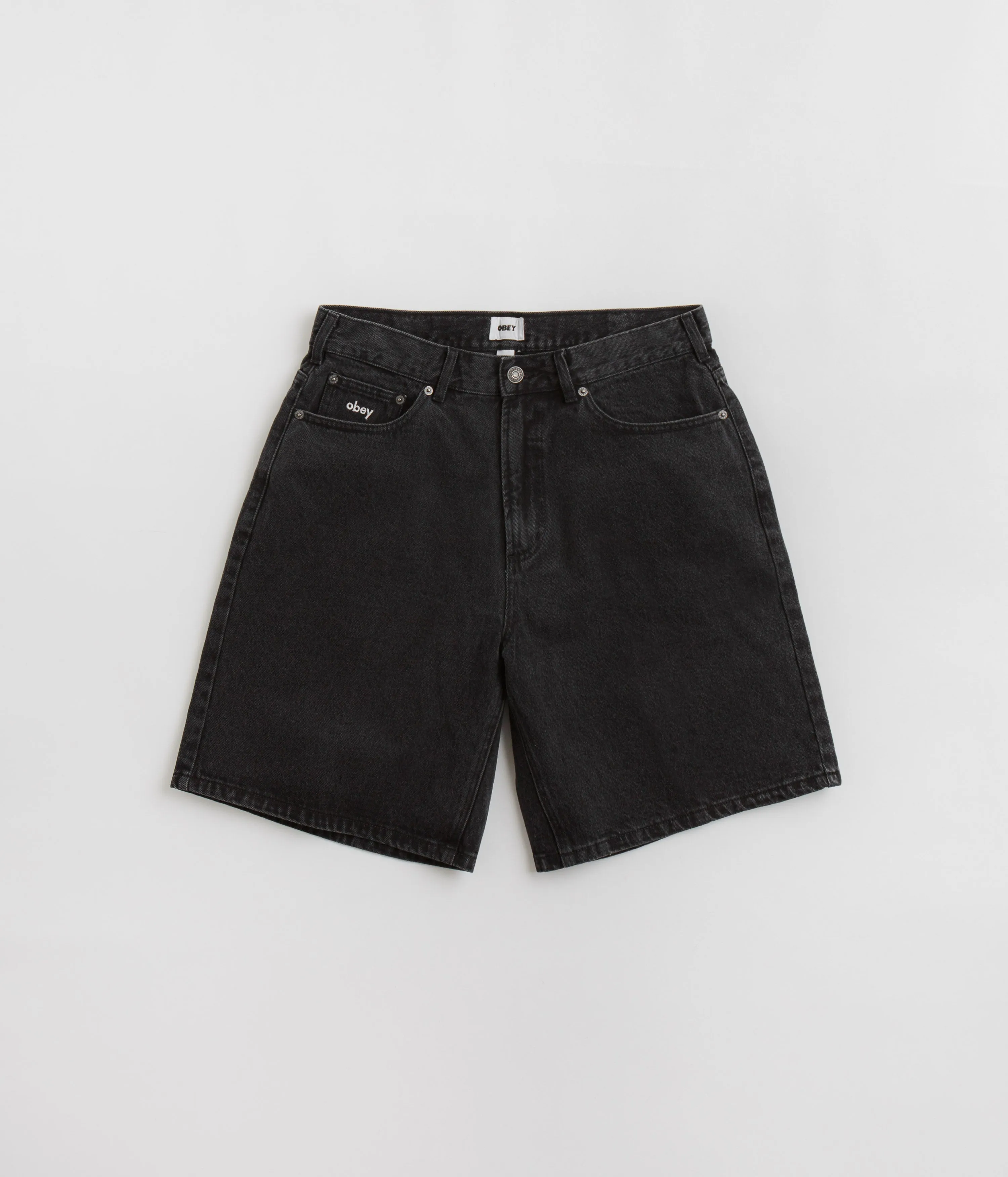 Obey Bigwig Baggy Denim Shorts - Faded Black