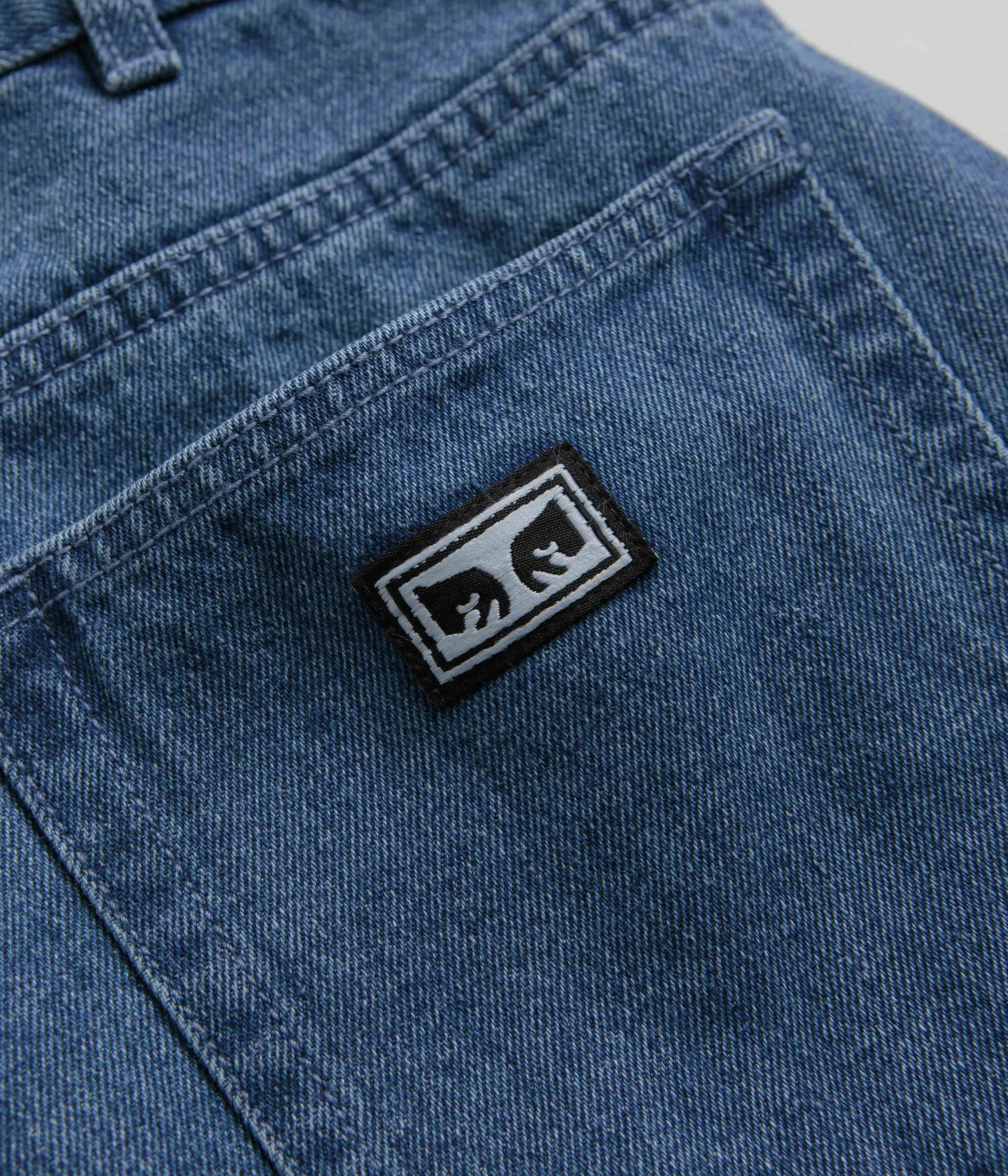 Obey Bigwig Baggy Denim Shorts - Light Indigo