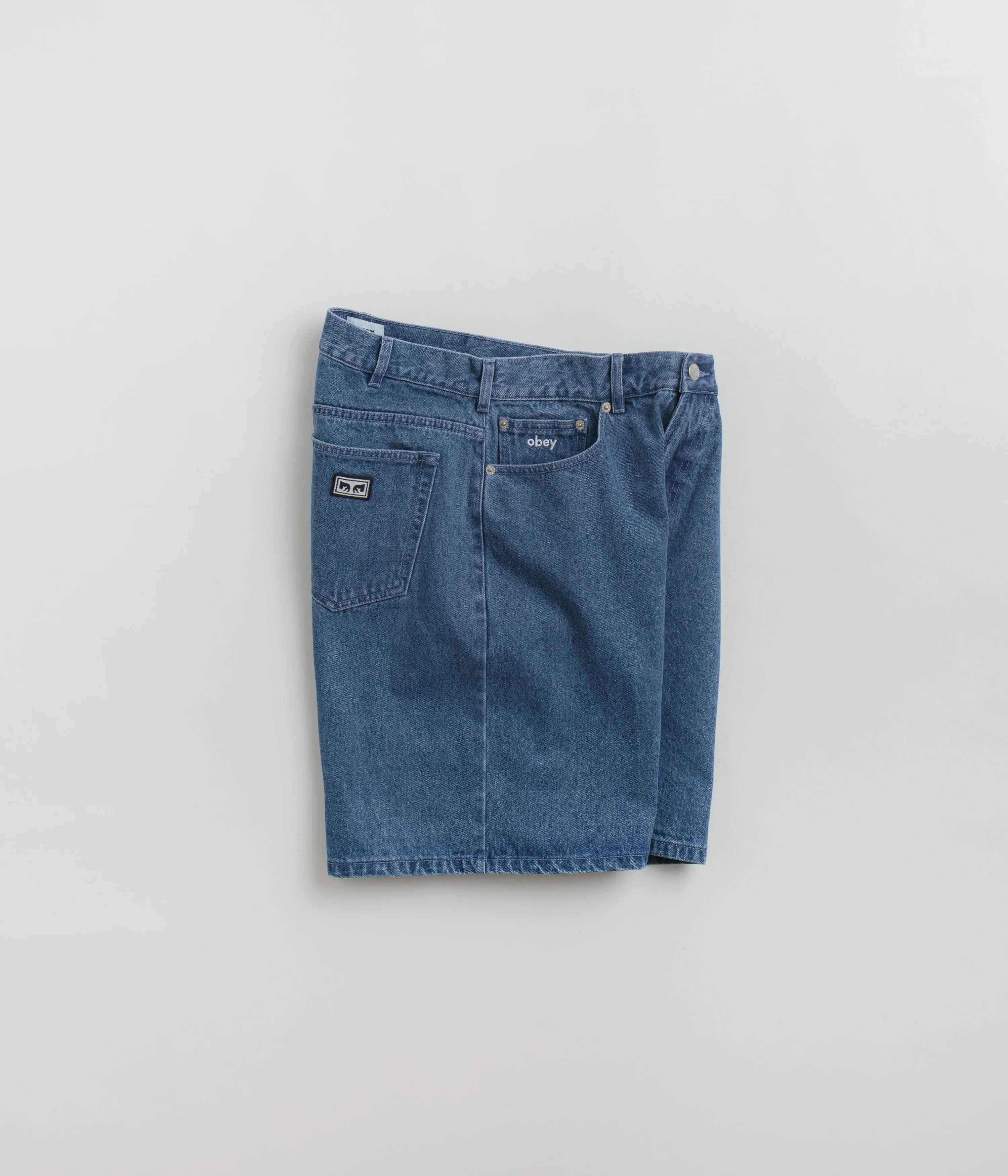 Obey Bigwig Baggy Denim Shorts - Light Indigo