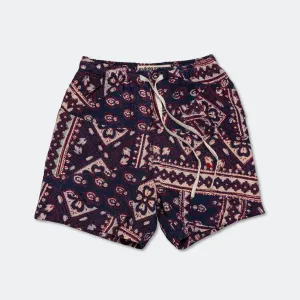 Patchwork Shorts - Vintage Kantha Quilt Indigo/White