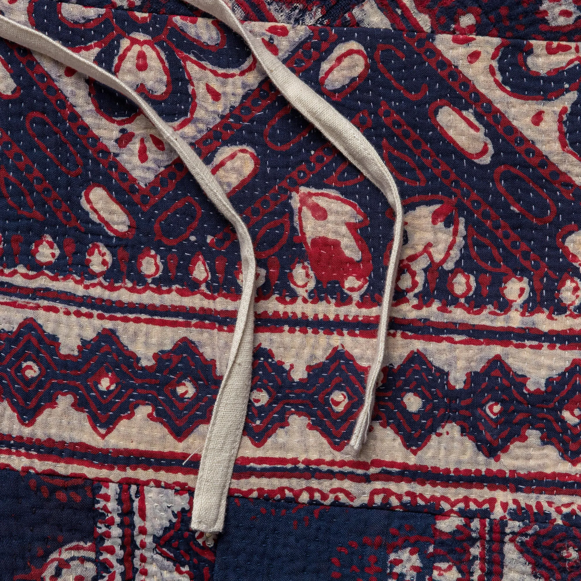 Patchwork Shorts - Vintage Kantha Quilt Indigo/White