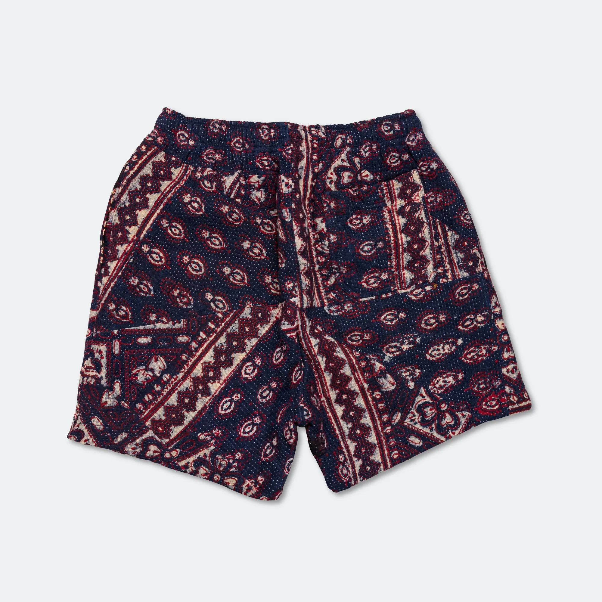Patchwork Shorts - Vintage Kantha Quilt Indigo/White