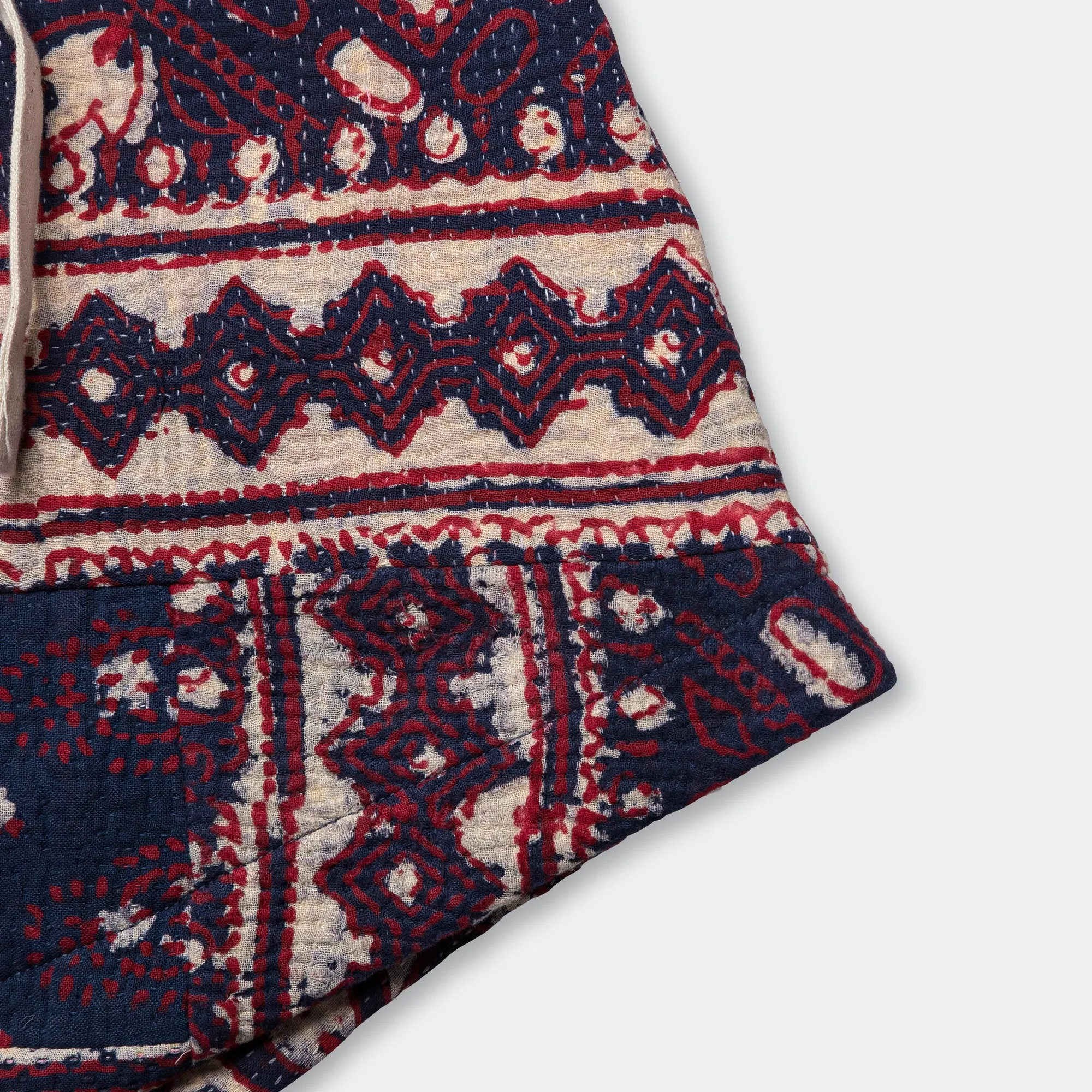 Patchwork Shorts - Vintage Kantha Quilt Indigo/White