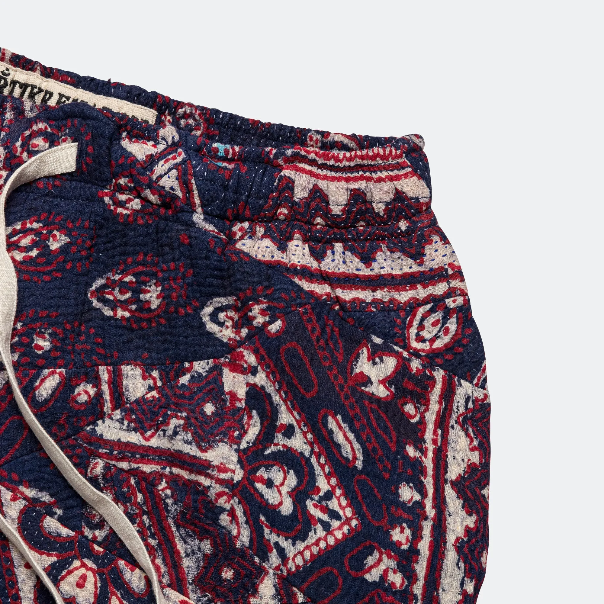 Patchwork Shorts - Vintage Kantha Quilt Indigo/White