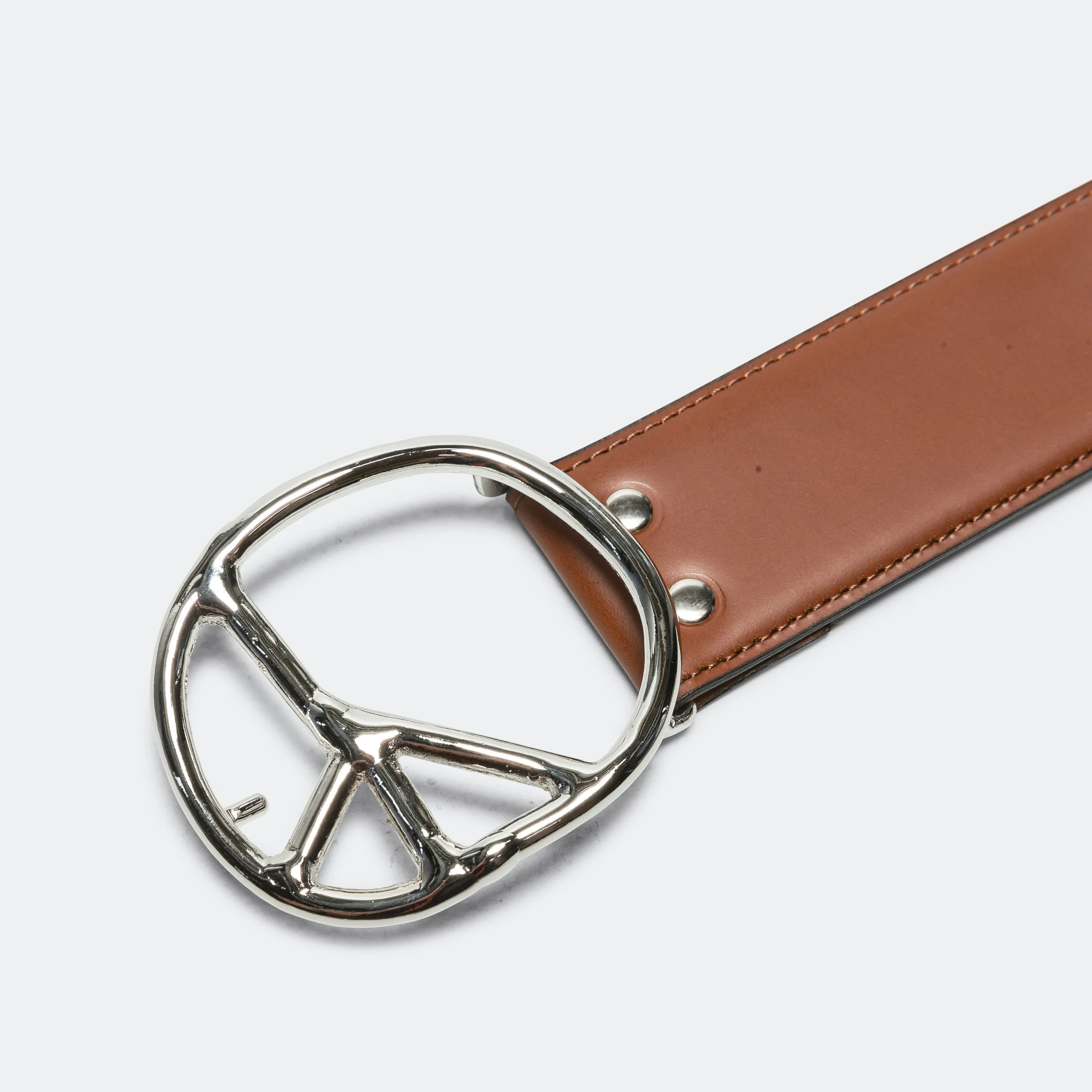 Peace Buckle Belt - Brown Steer Leather