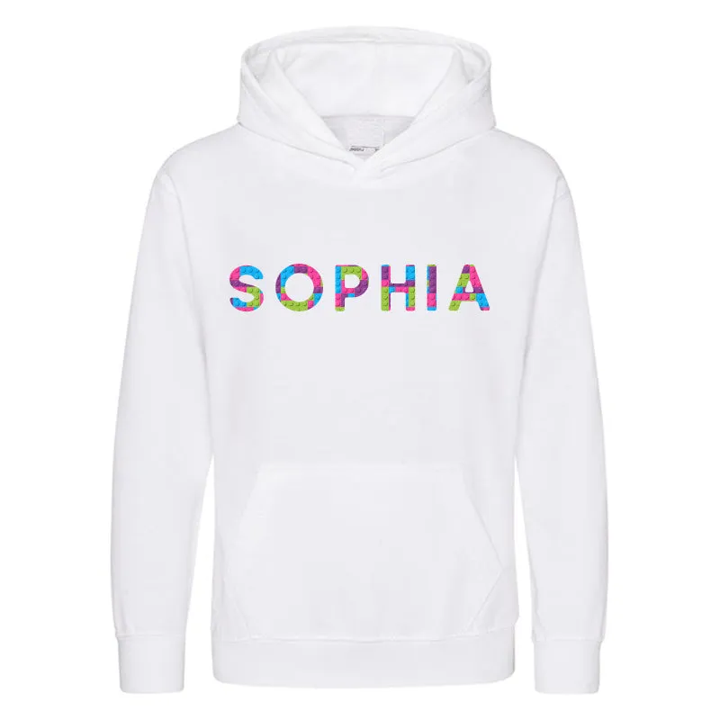 Personalised Lego Pink/Purple Bricks Hoodie