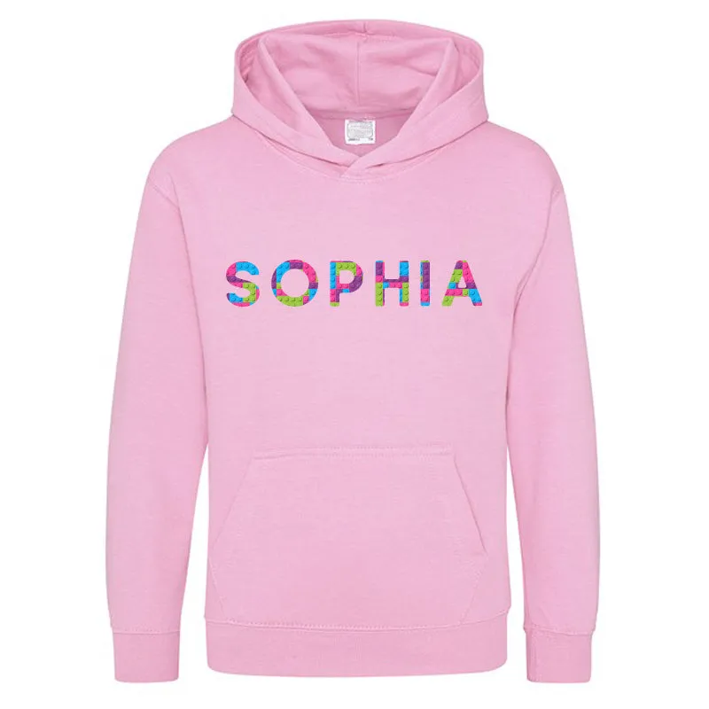 Personalised Lego Pink/Purple Bricks Hoodie