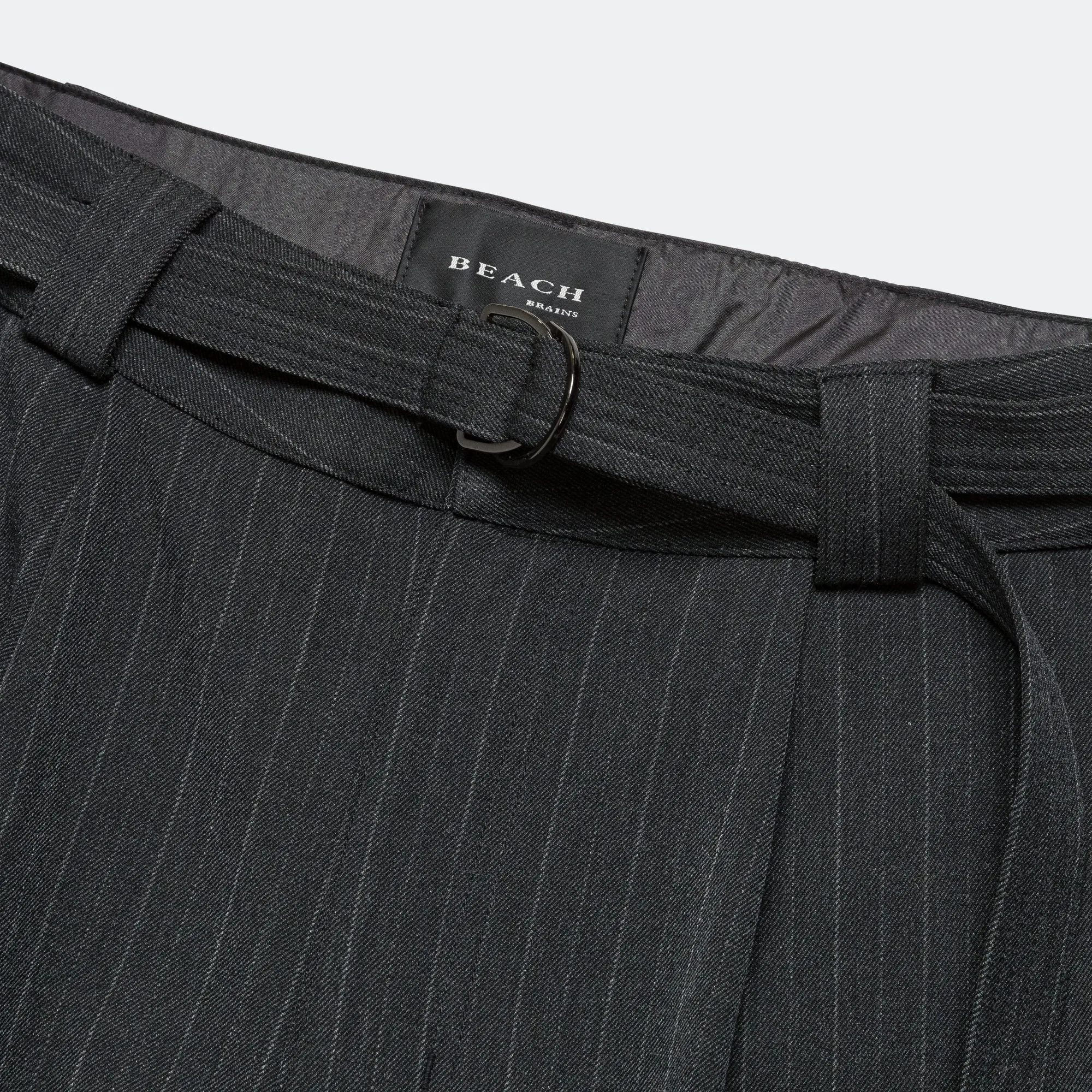 Pleated Suit Pant - Charcoal Pinstripe