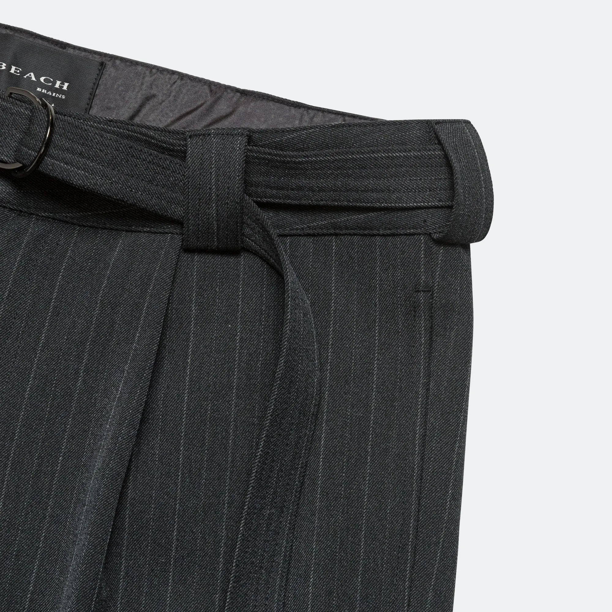 Pleated Suit Pant - Charcoal Pinstripe