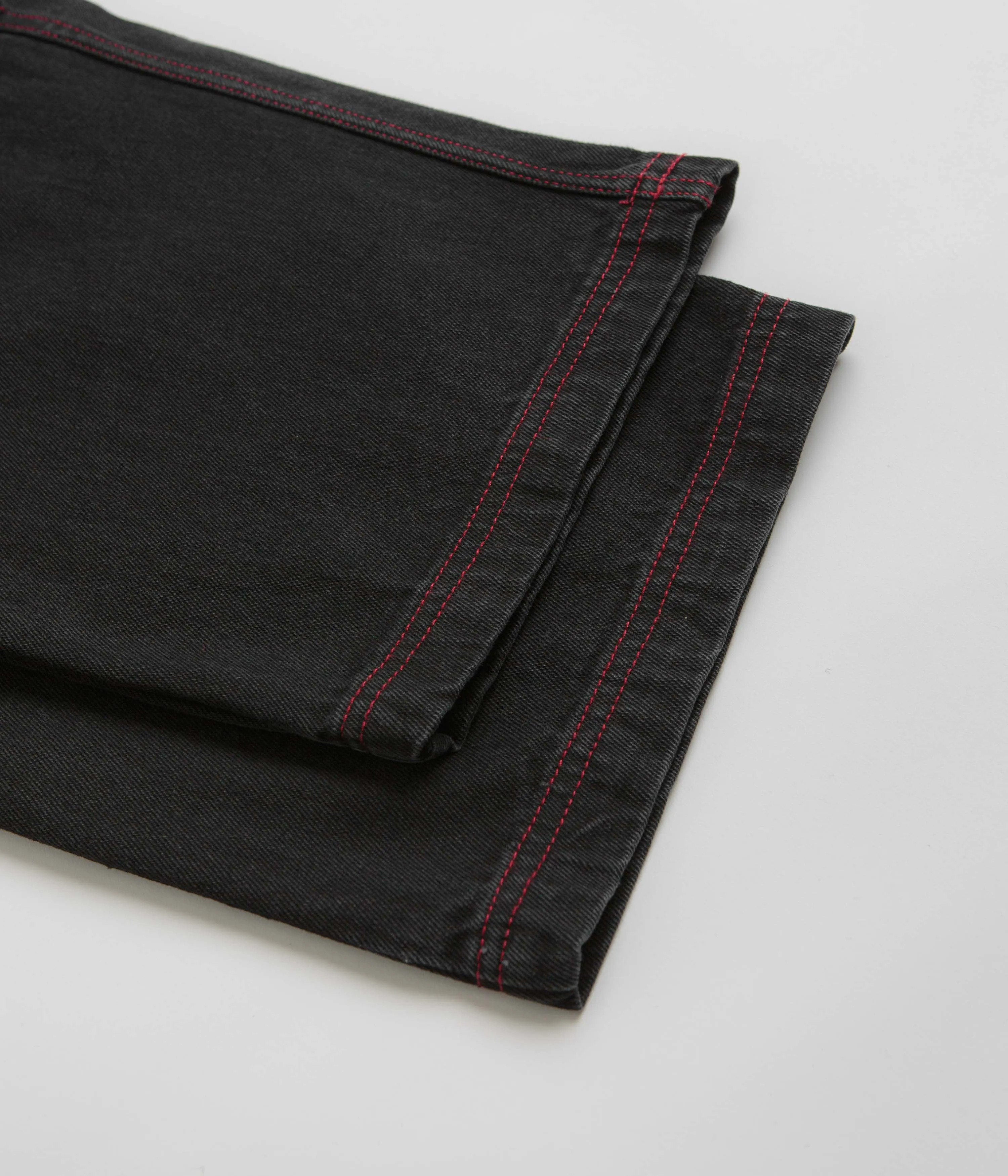 Poetic Collective Denim Sculptor Pants - Black / Red Stitch