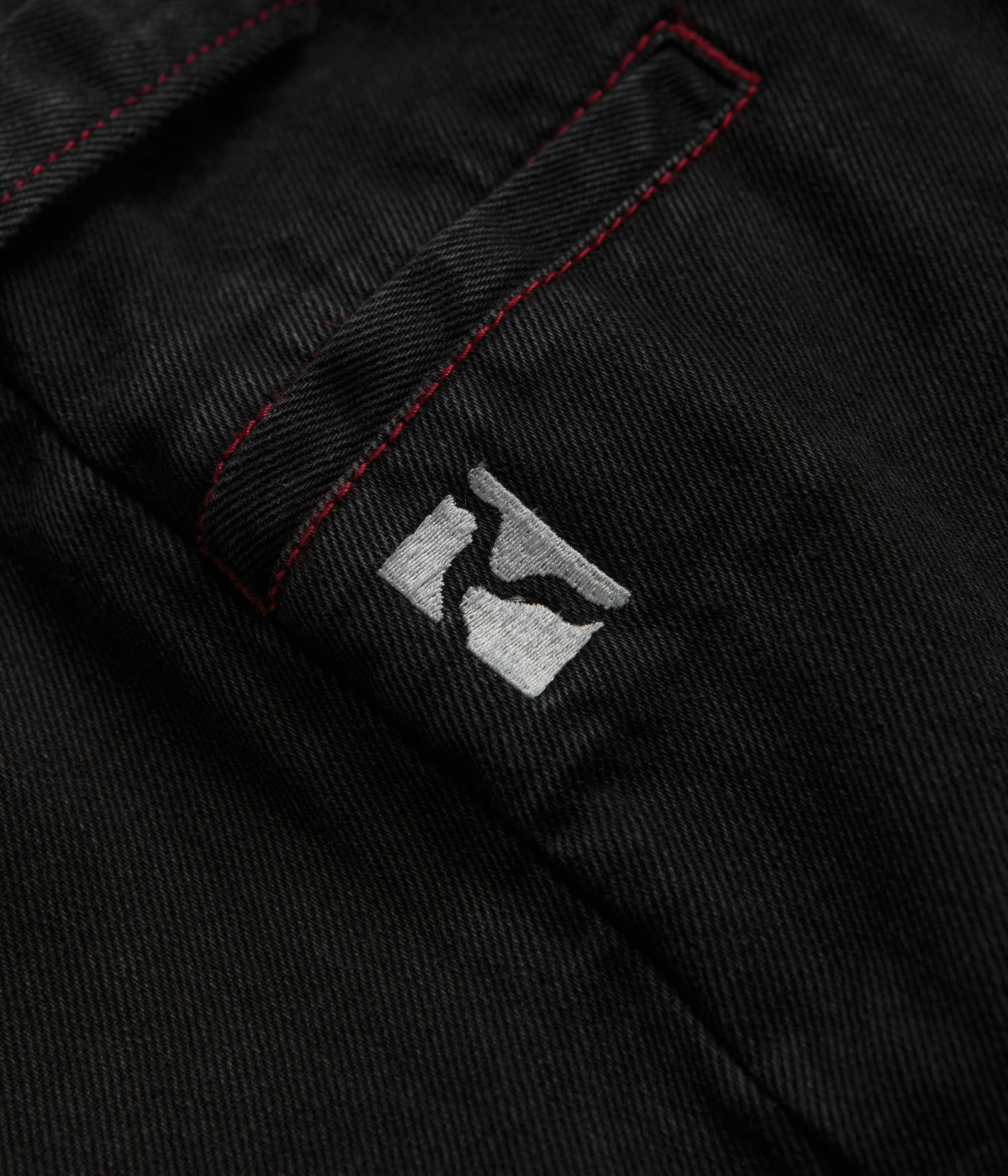 Poetic Collective Denim Sculptor Pants - Black / Red Stitch