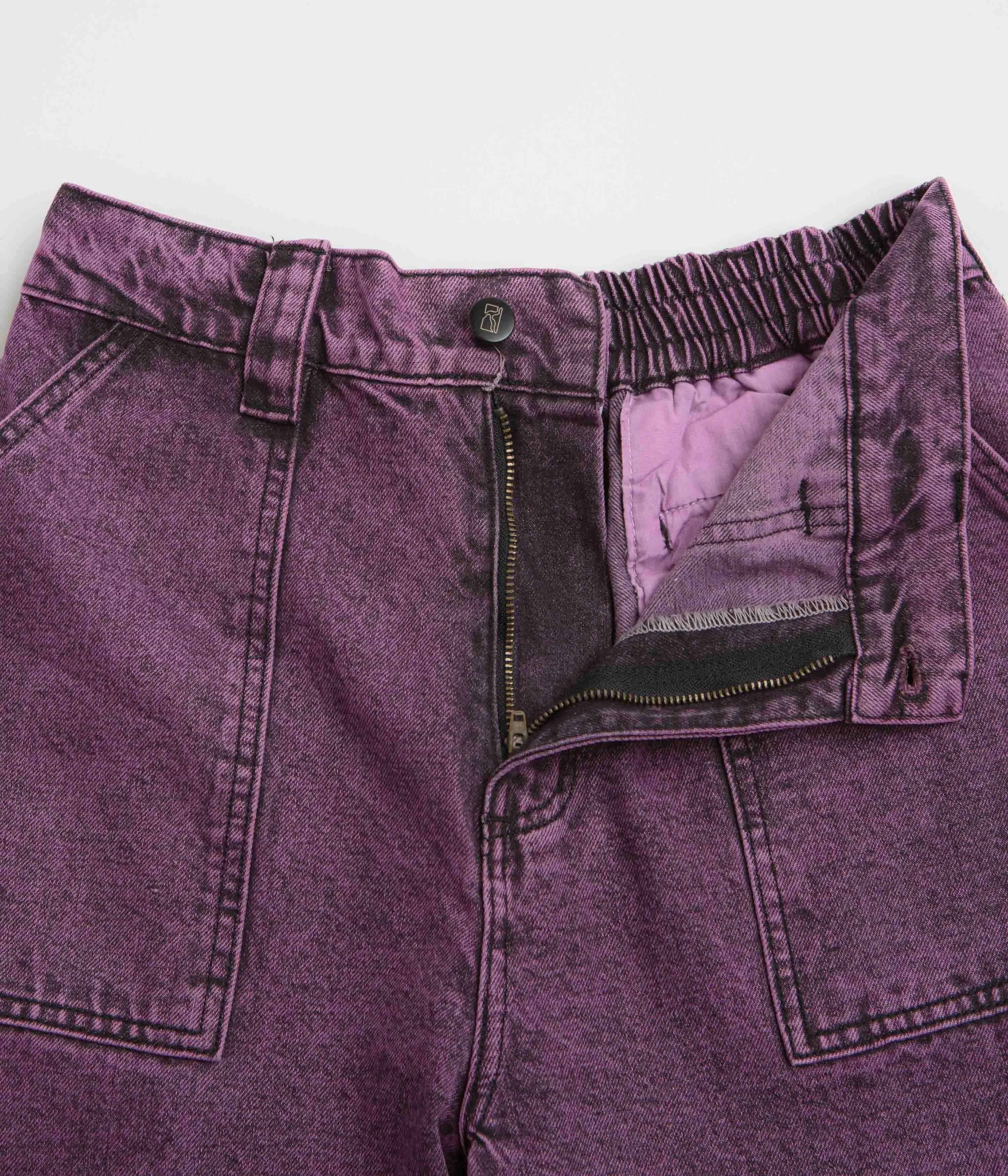 Poetic Collective Painter Pants - Purple Acid Wash Denim