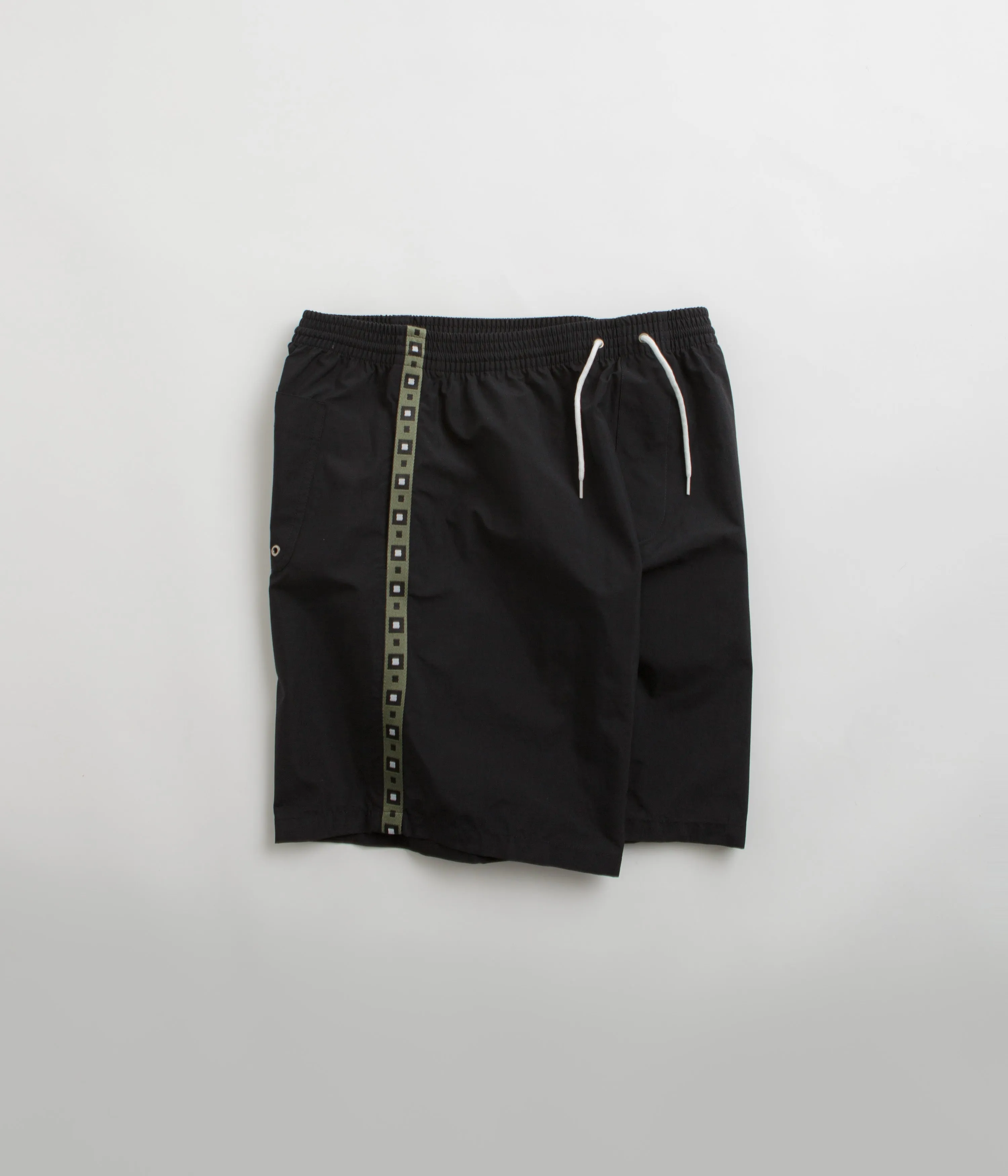 Polar Square Stripe Swim Shorts - Black / Jade Green