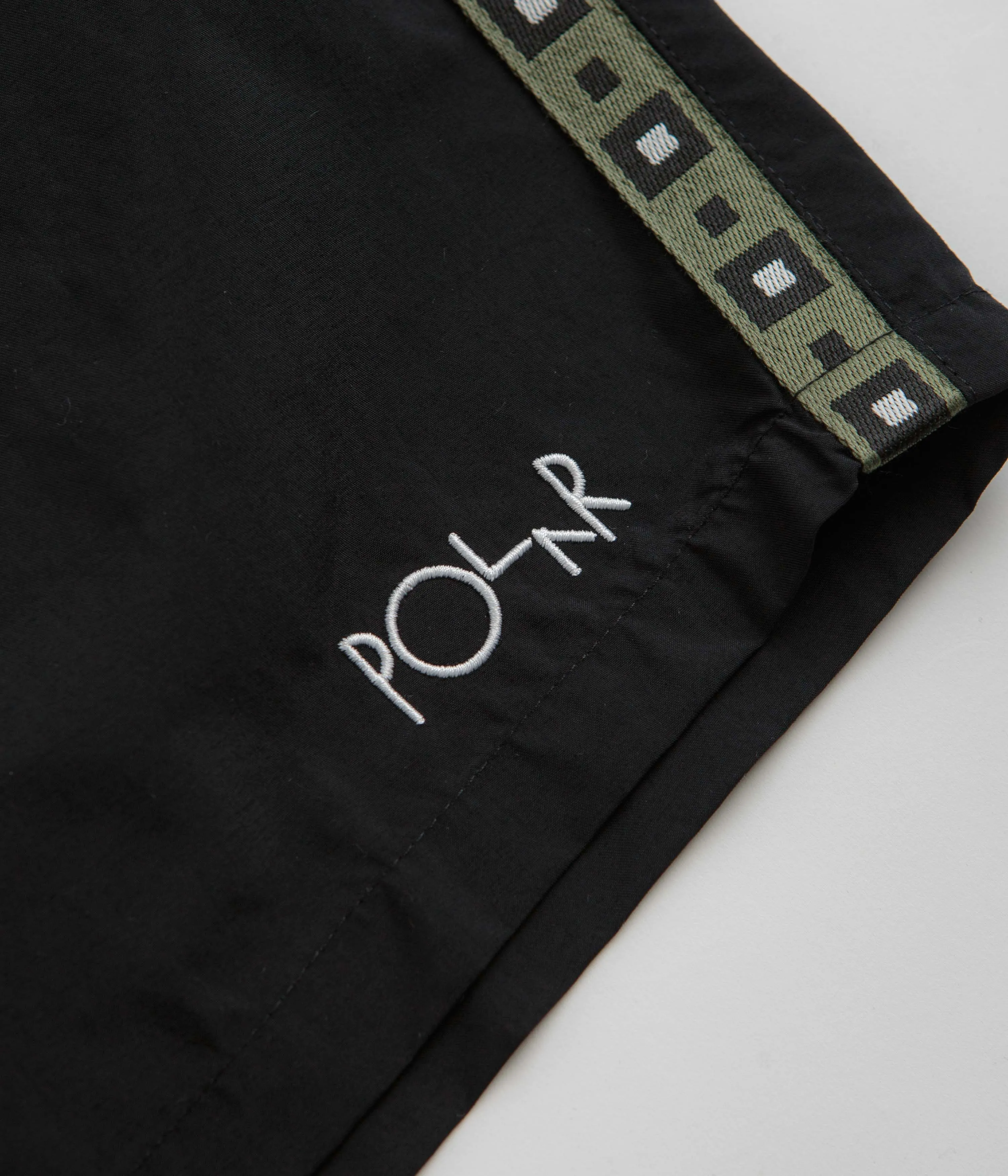 Polar Square Stripe Swim Shorts - Black / Jade Green