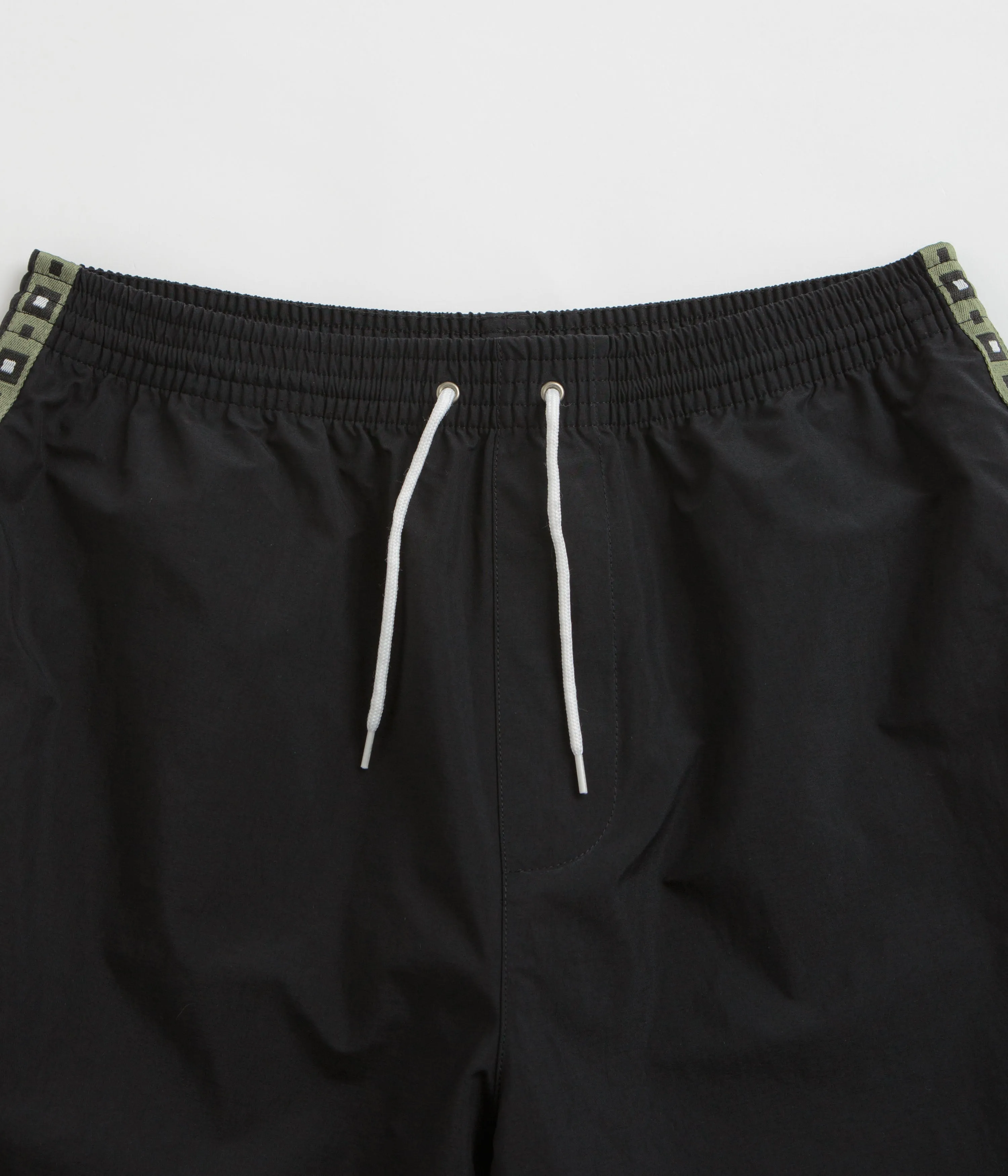 Polar Square Stripe Swim Shorts - Black / Jade Green