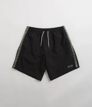 Polar Square Stripe Swim Shorts - Black / Jade Green