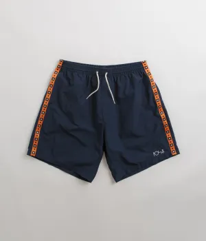 Polar Square Stripe Swim Shorts - Navy / Orange