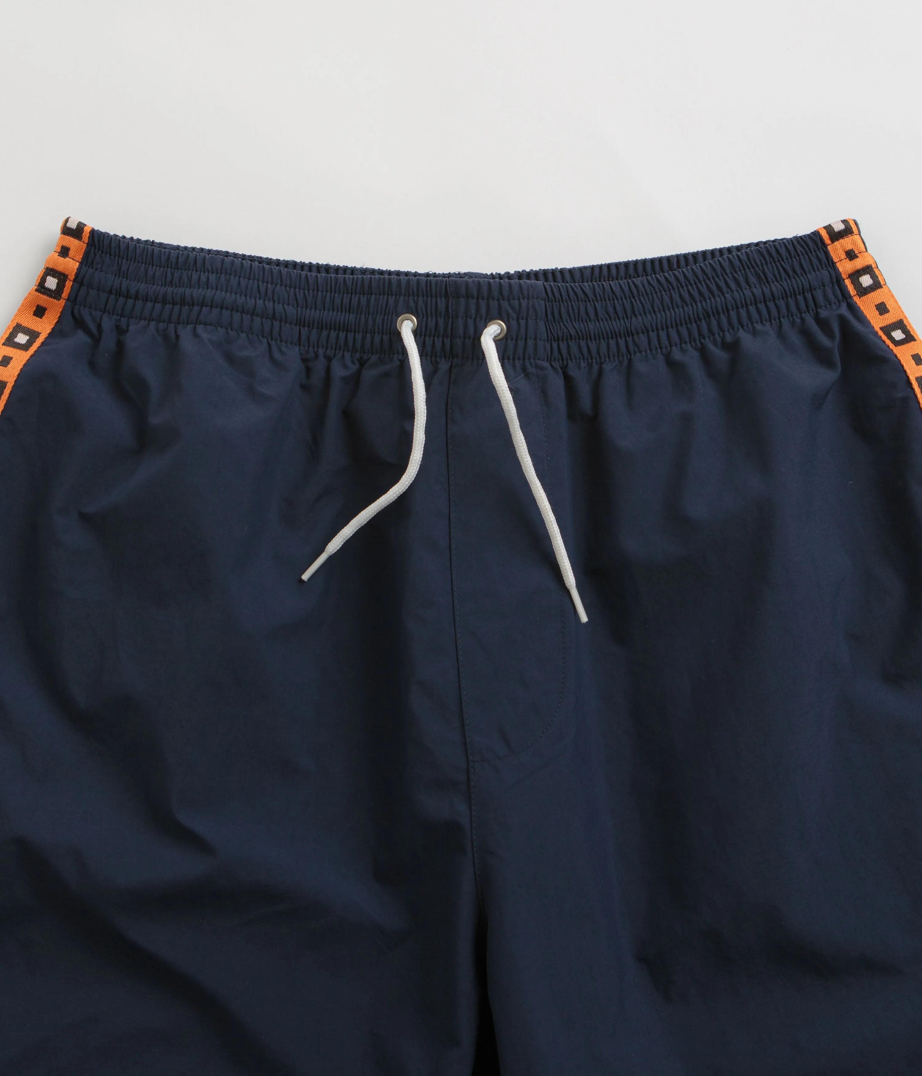 Polar Square Stripe Swim Shorts - Navy / Orange