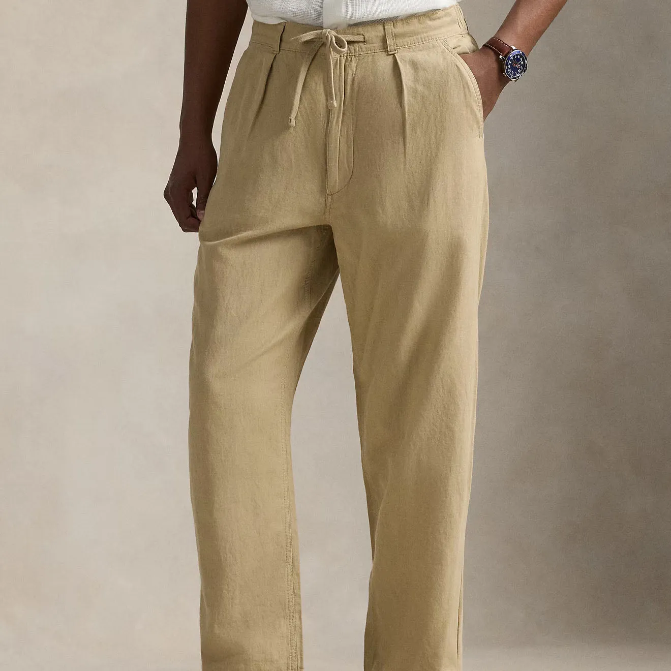 Polo Ralph Lauren Pleated Cotton Linen Pants Coastal Beige