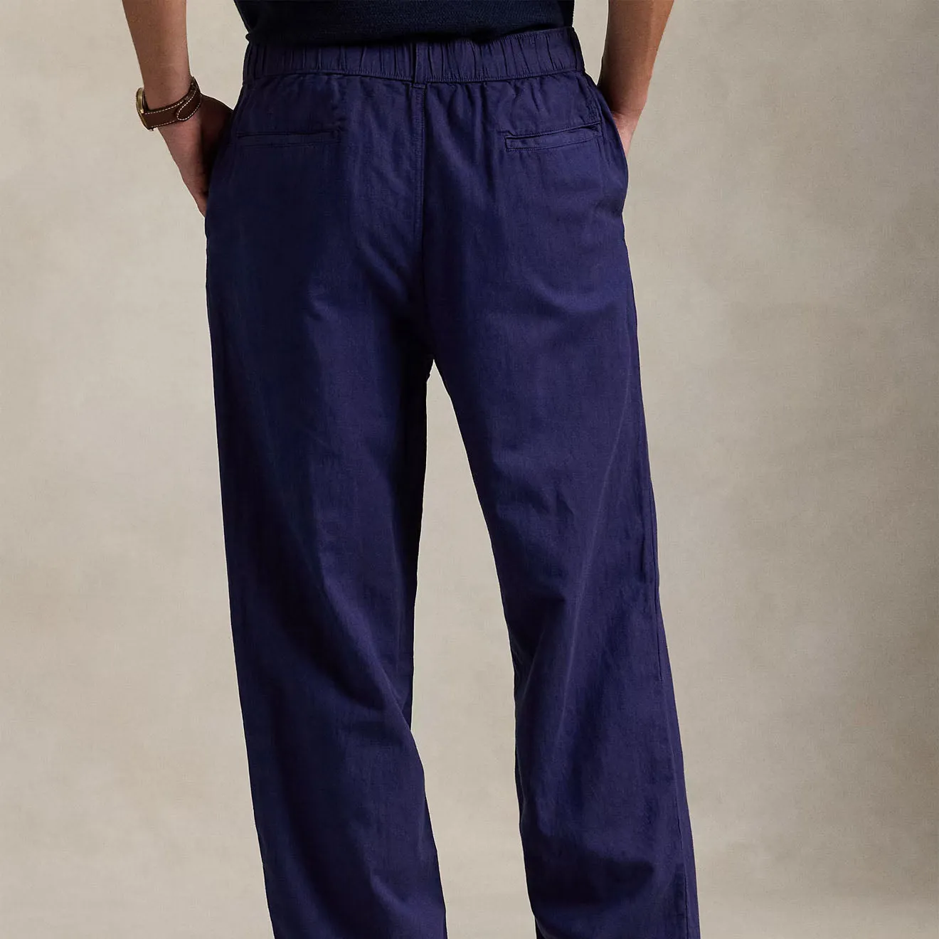 Polo Ralph Lauren Pleated Cotton Linen Pants Newport Navy
