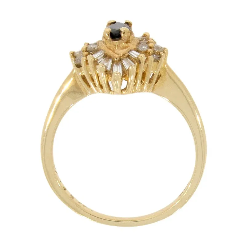 Pre Owned 9ct Yellow Gold Sapphire And Diamond Cluster Ring